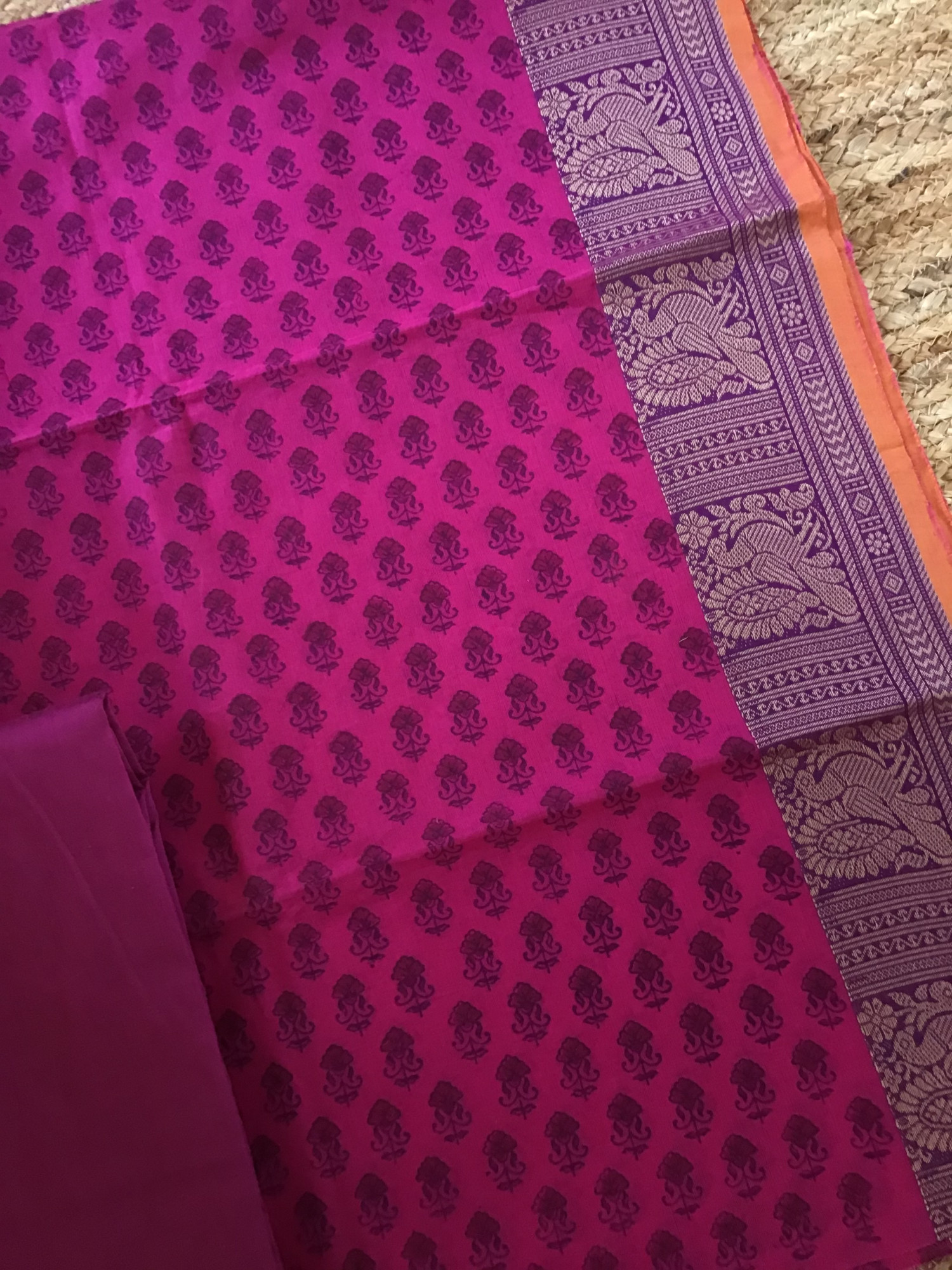 Pure Mangalgiri Cotton Printed Suit - Pink