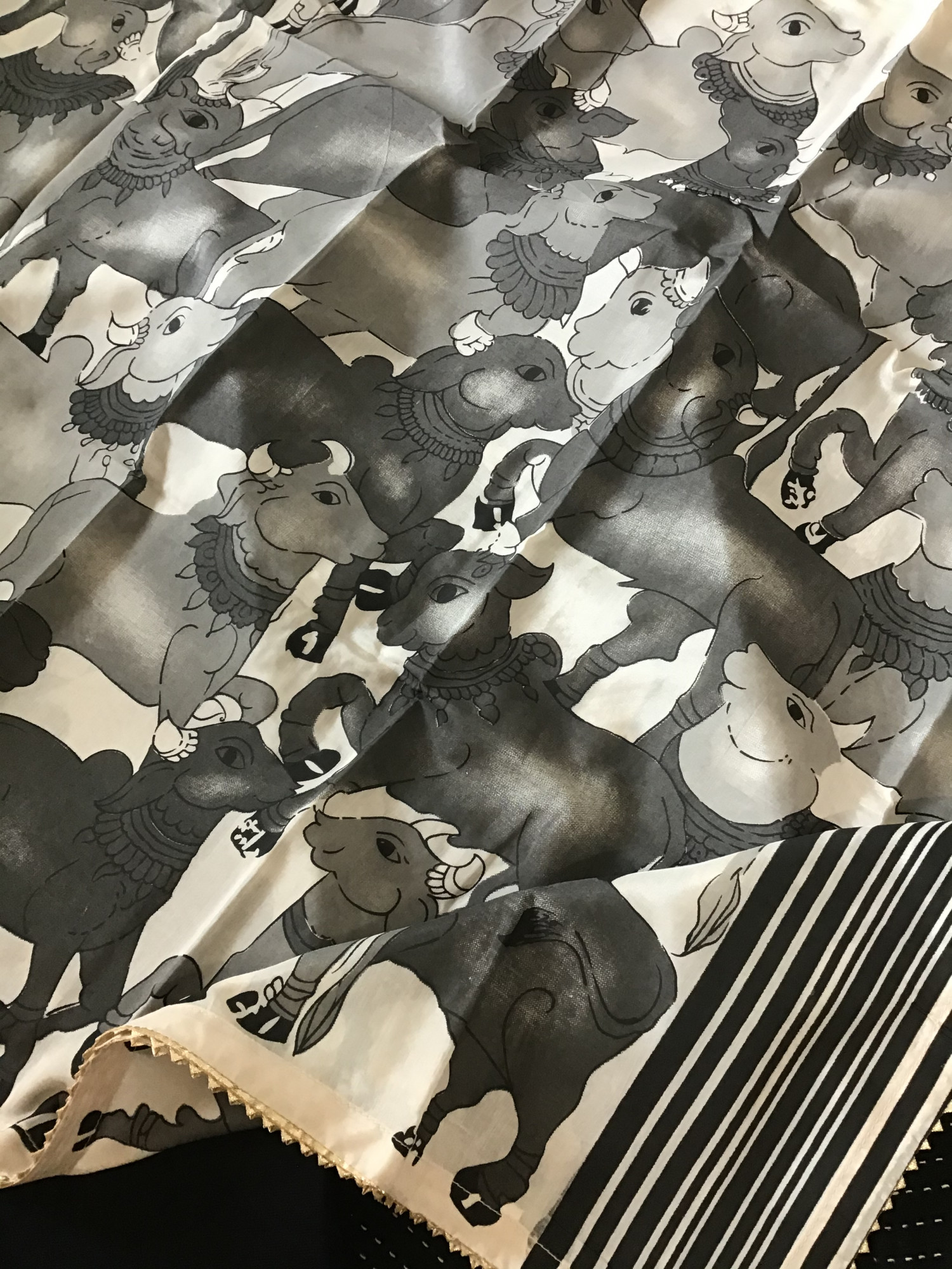 Pure Cotton Silk Embroidered Suit - Black