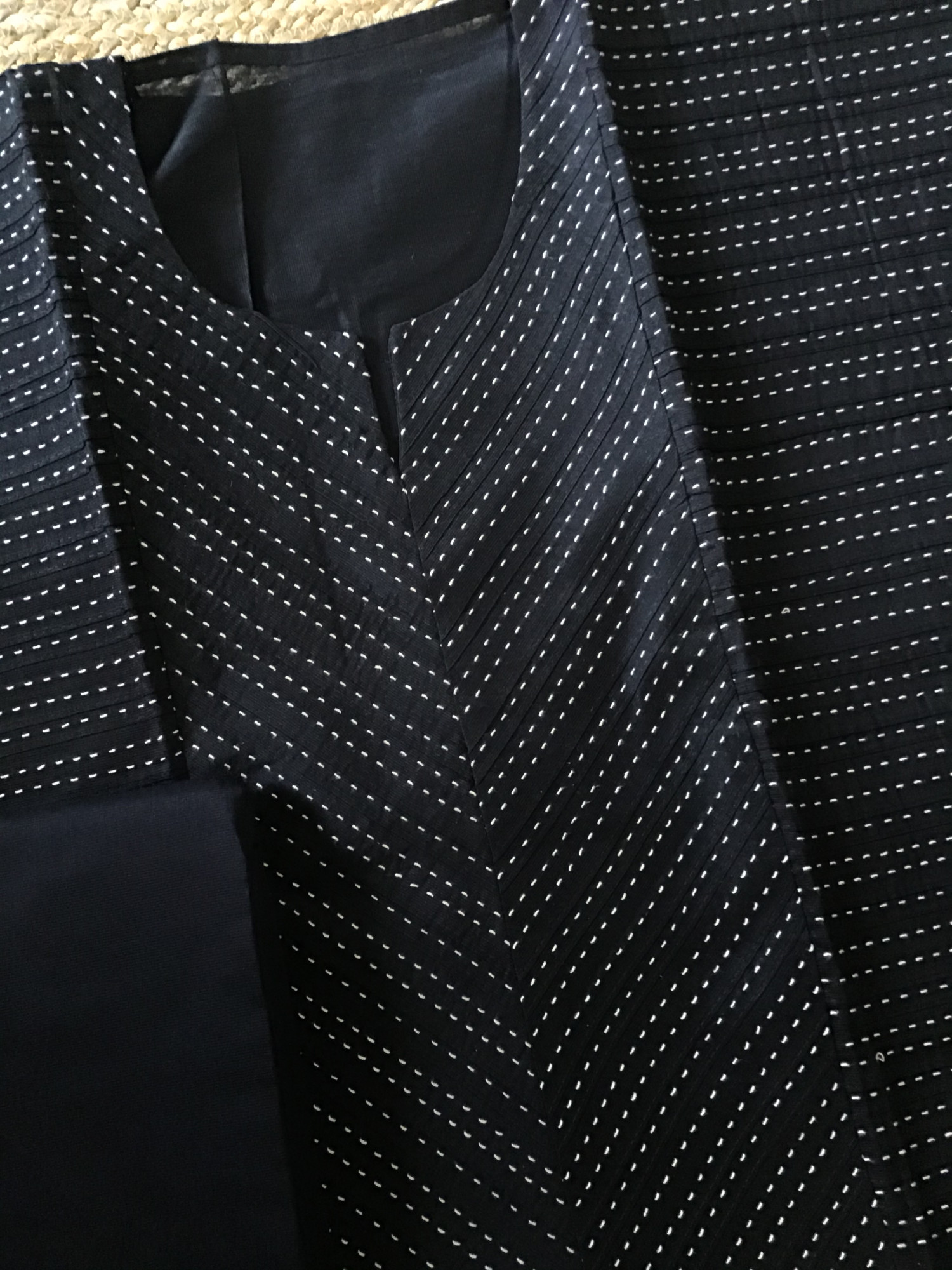 Pure Cotton Silk Embroidered Suit - Black