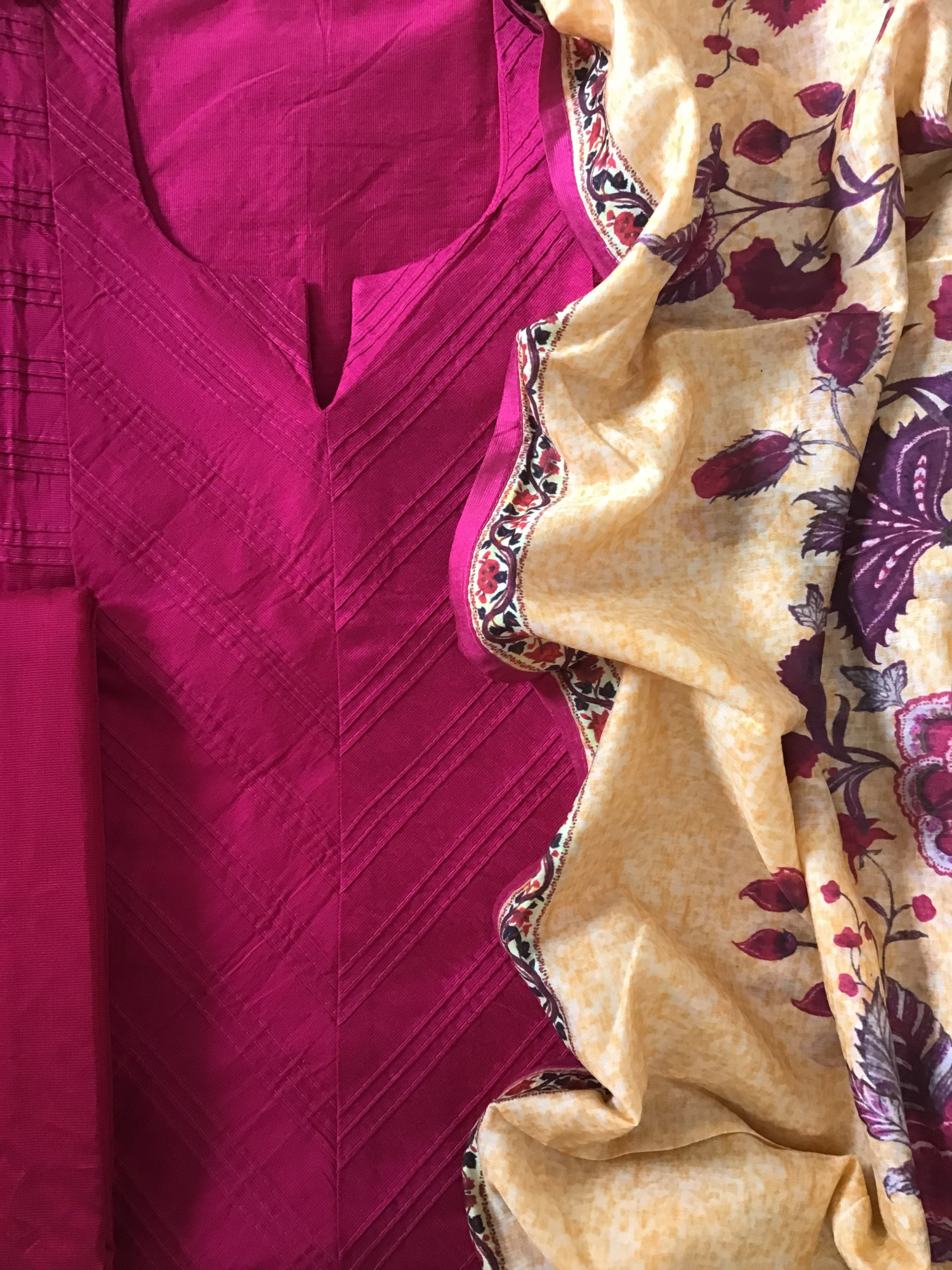 Pure Cotton Silk Embroidered Suit - Pink