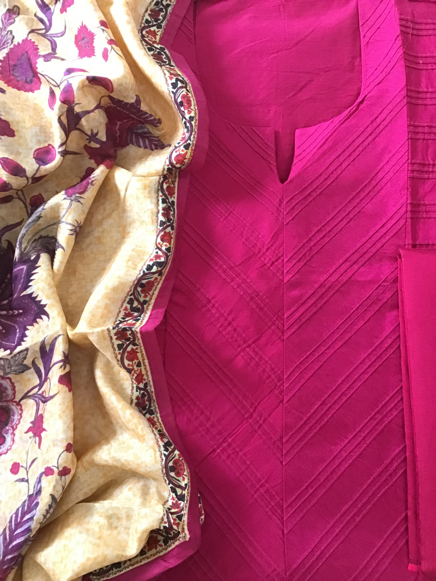 Pure Cotton Silk Embroidered Suit - Pink