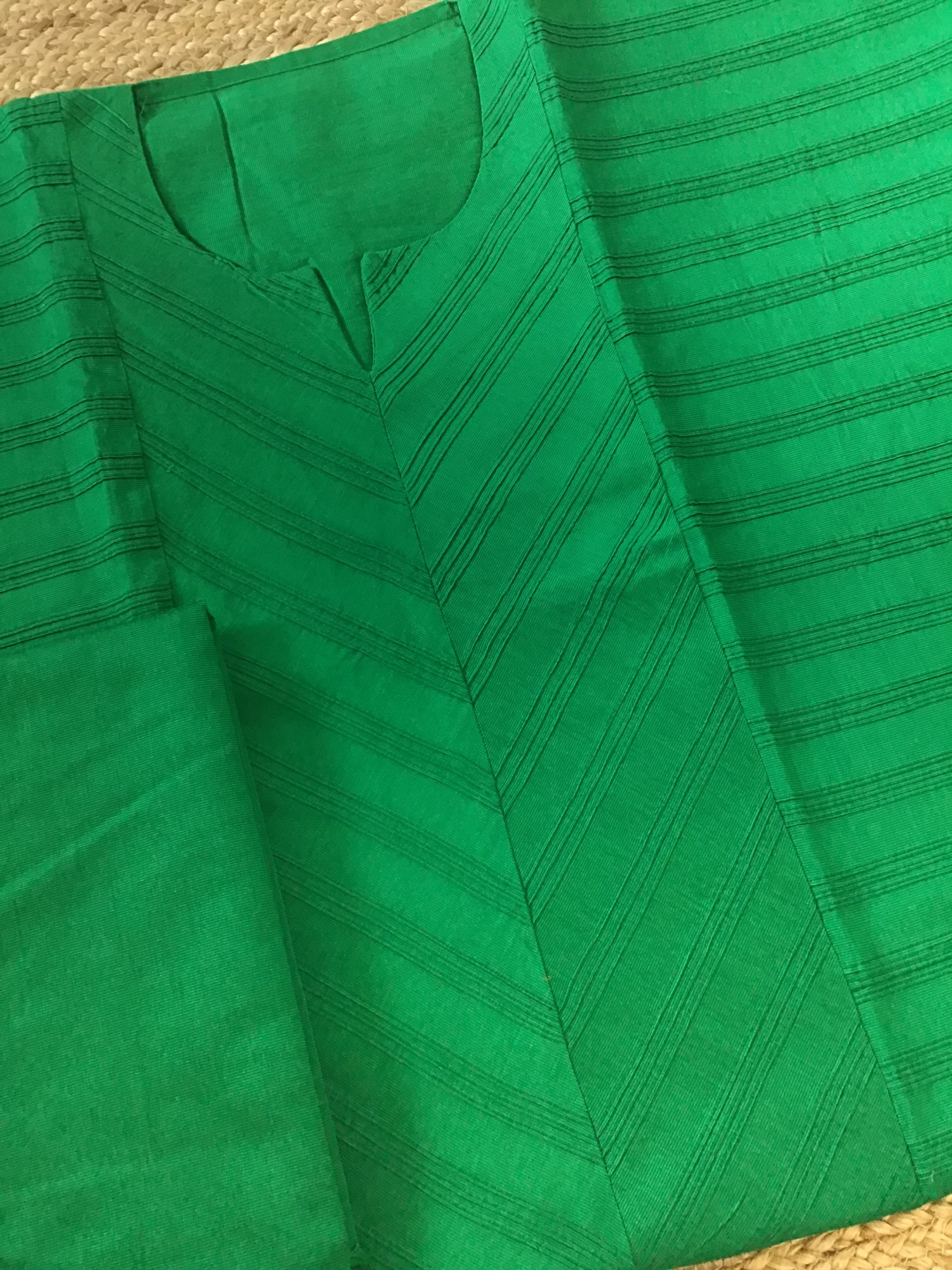 Pure Cotton Silk Embroidered Suit - Green