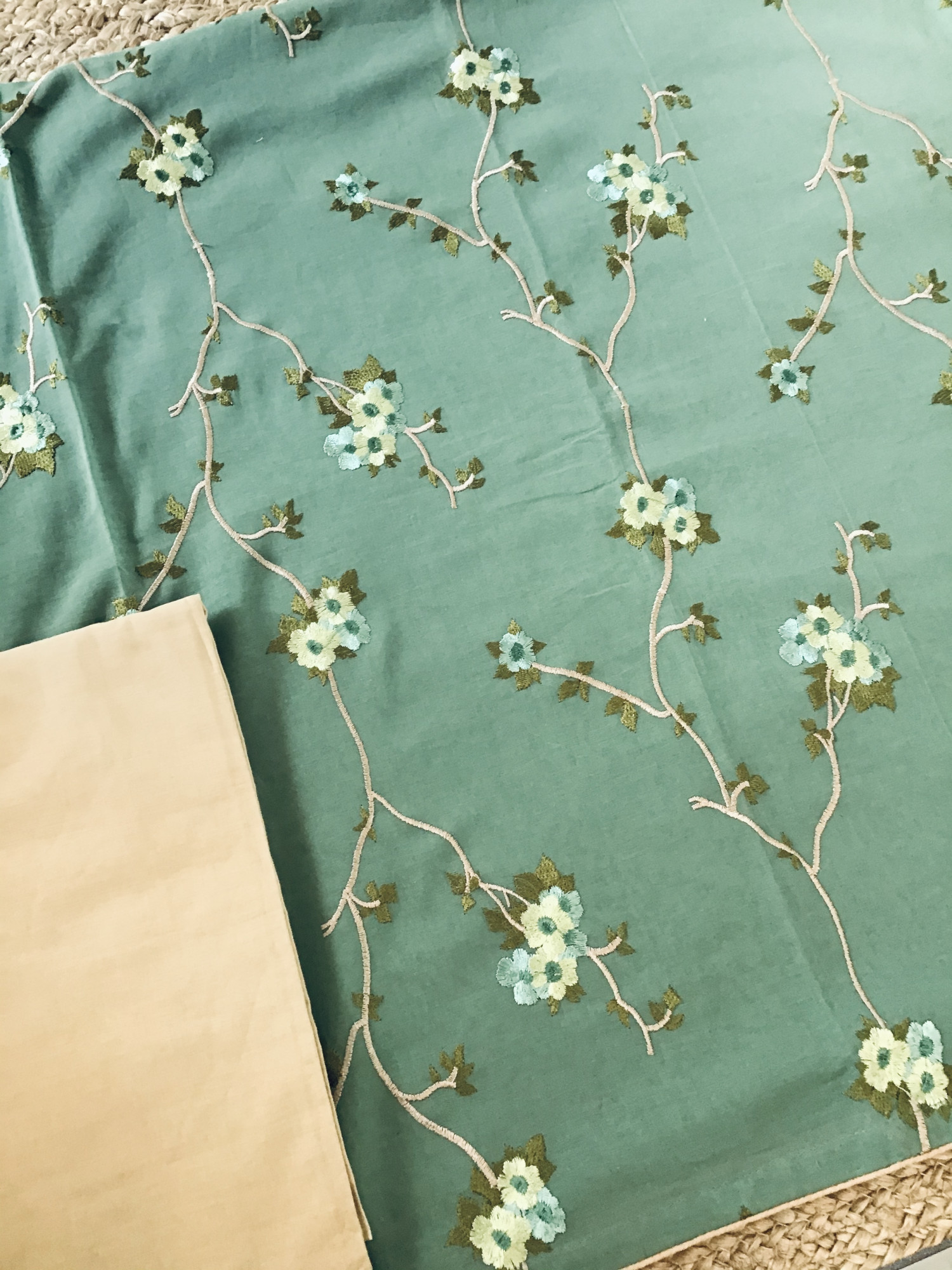 Pure Cotton Embroidered Suit - Green