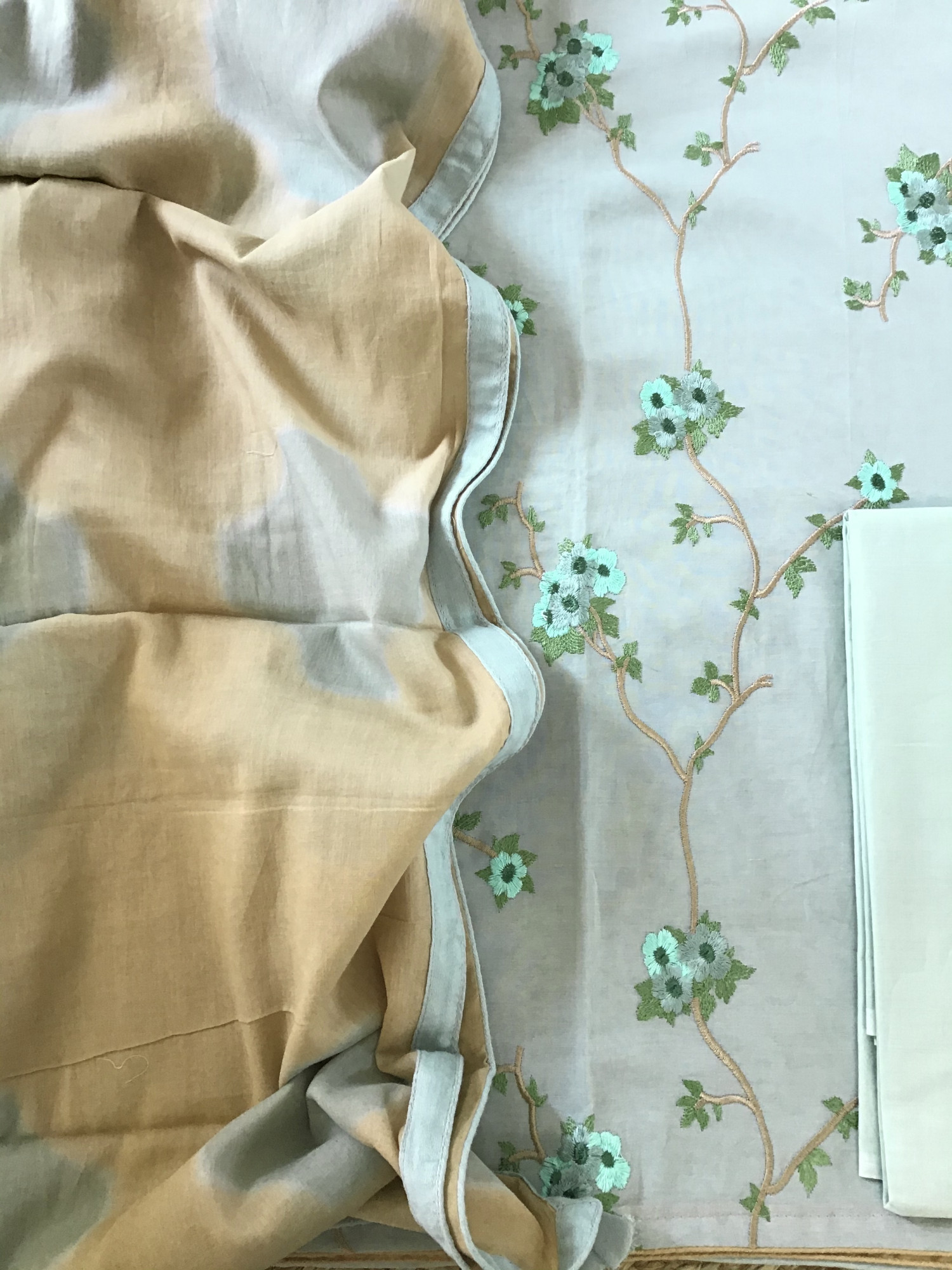 Pure Cotton Embroidered Suit - Blue