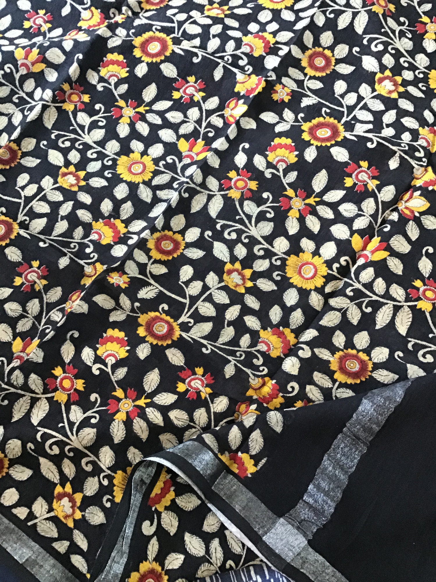 Pure Linen Jute Cotton Silk Printed Suit - Blue