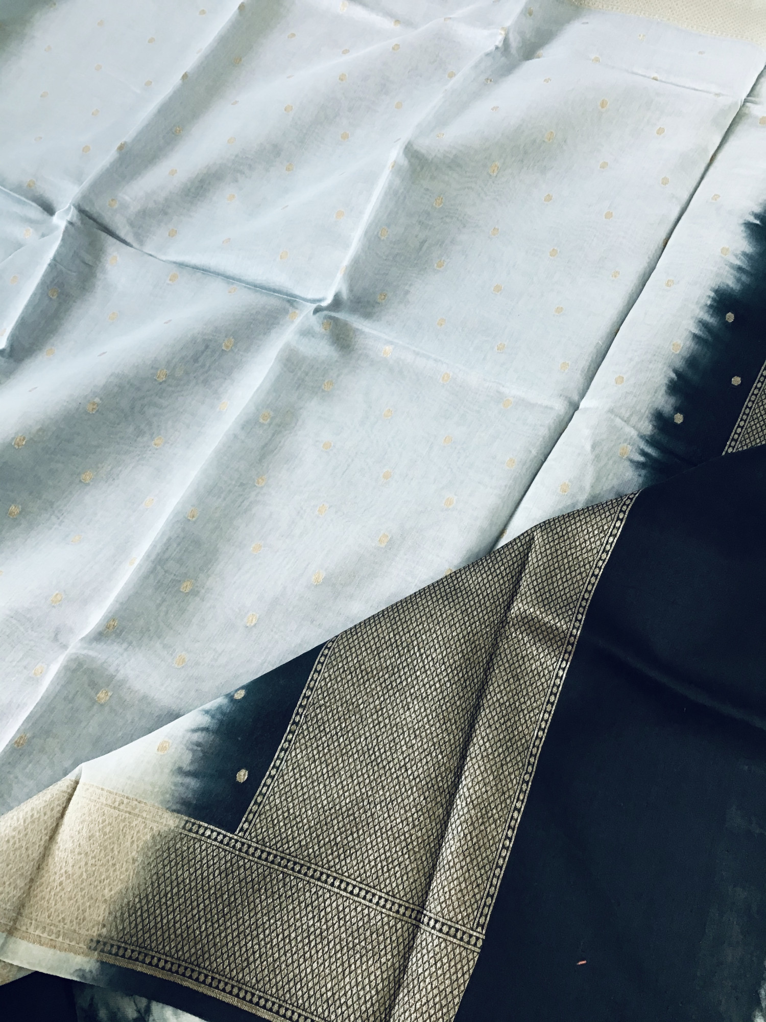 Pure Chanderi Shibori Printe Suit - Grey