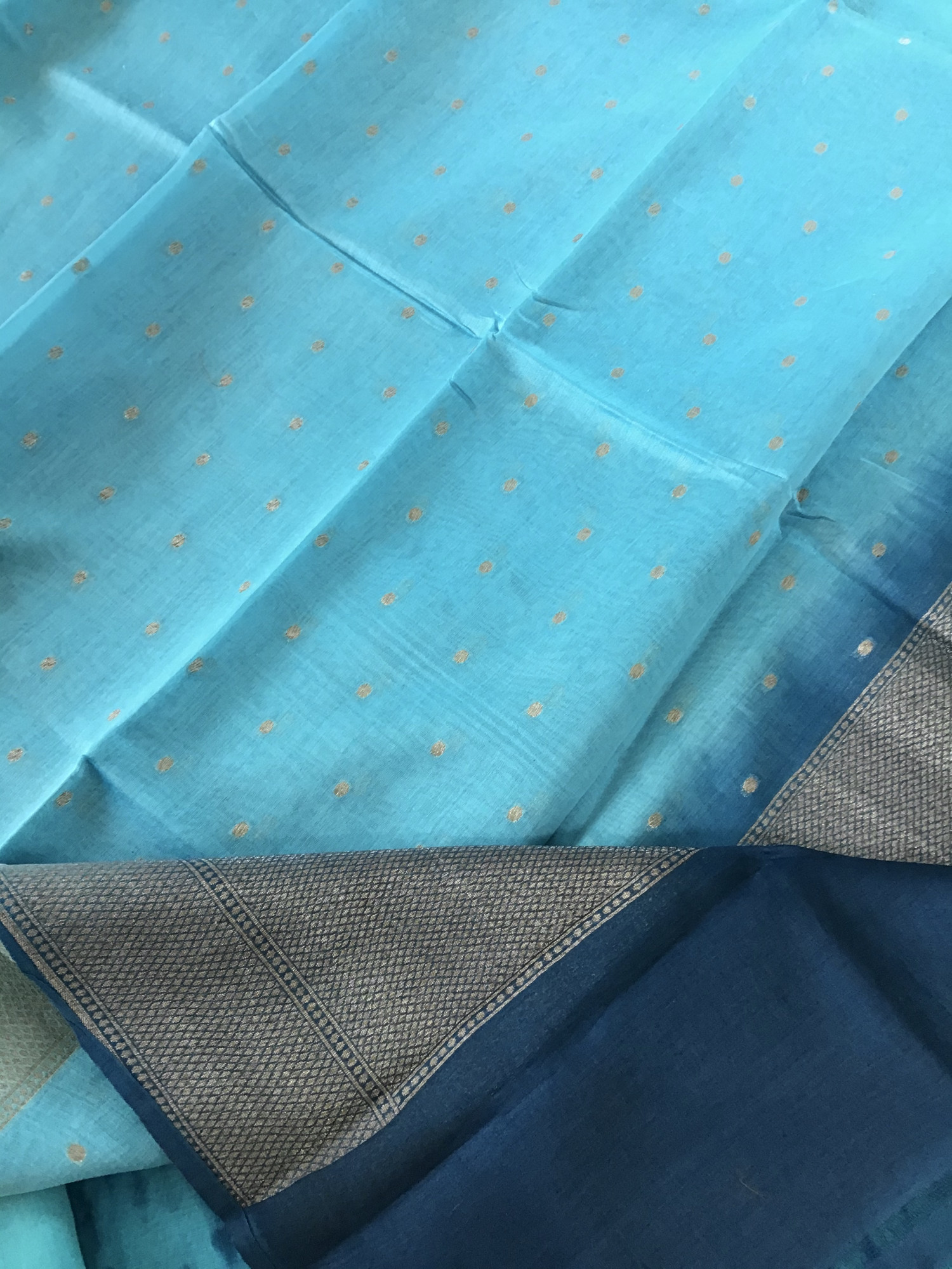 Pure Chanderi Shibori Printe Suit - Blue