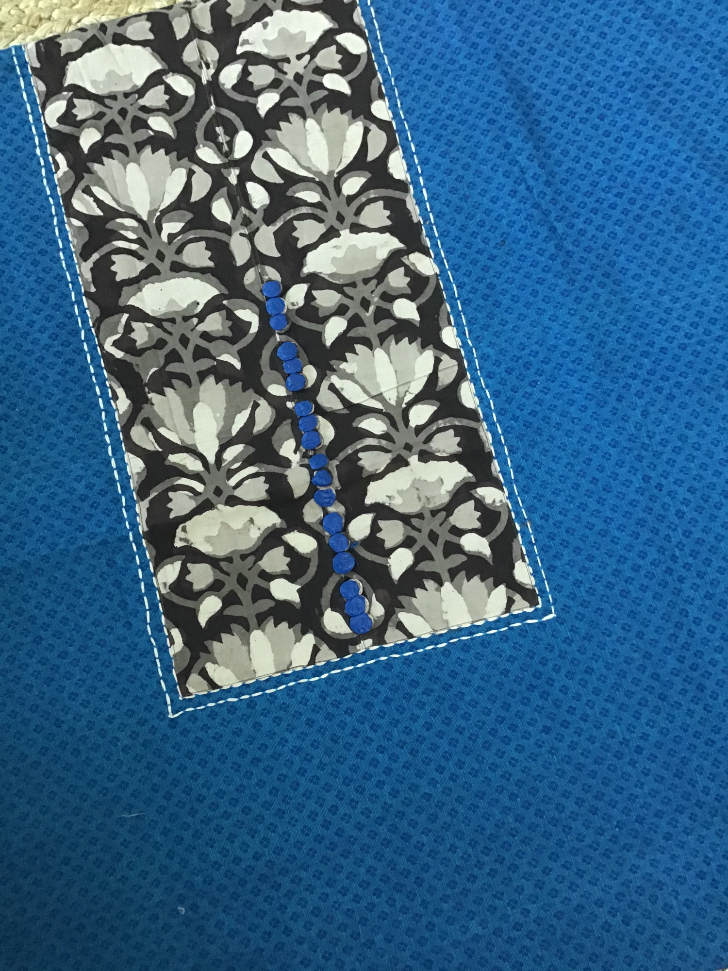 Pure Handloom Cotton Self Weaved Embroidered Suit - Blue