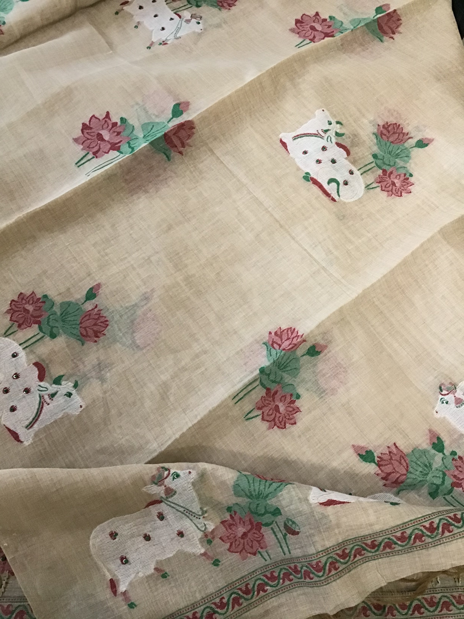 Soft Slub Chanderi Jamdani Weaved Embroidered Suit - Beige