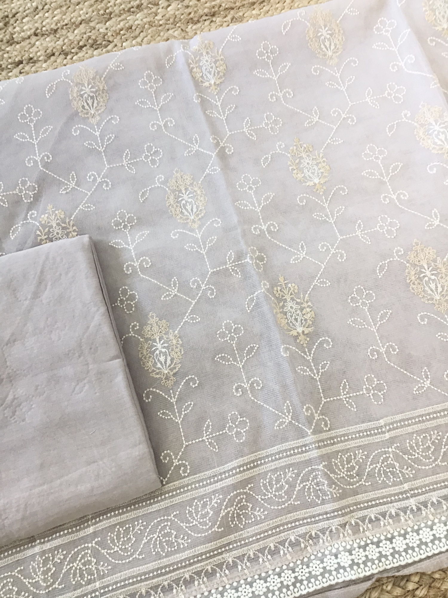 Soft Supernet Embroidered Suit - Lilac