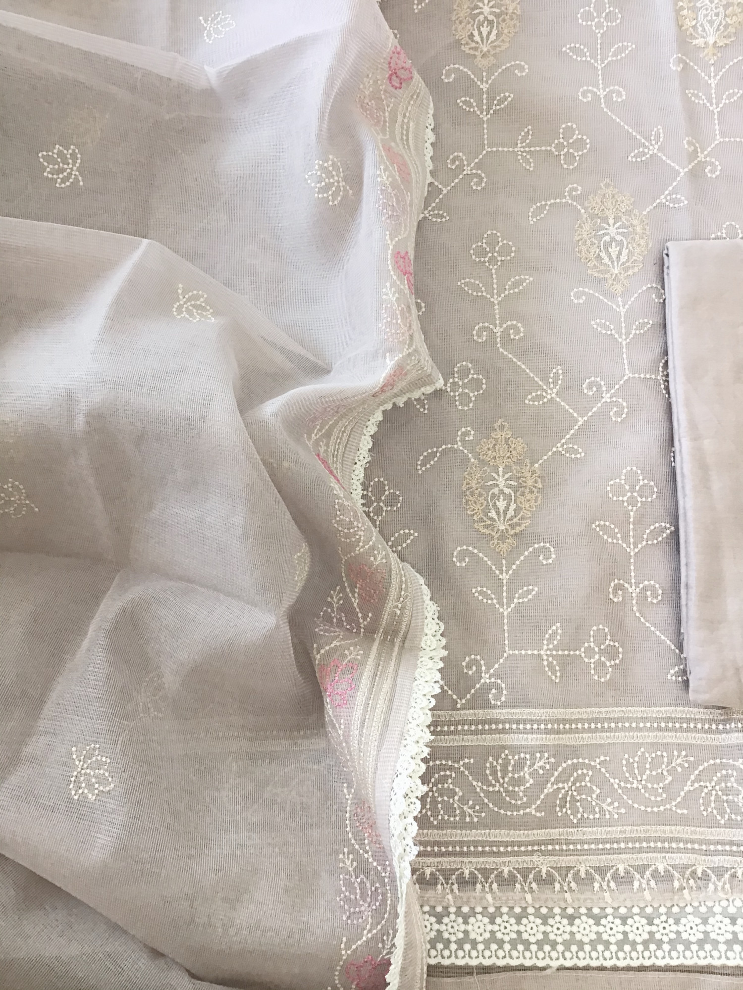 Soft Supernet Embroidered Suit - Lilac