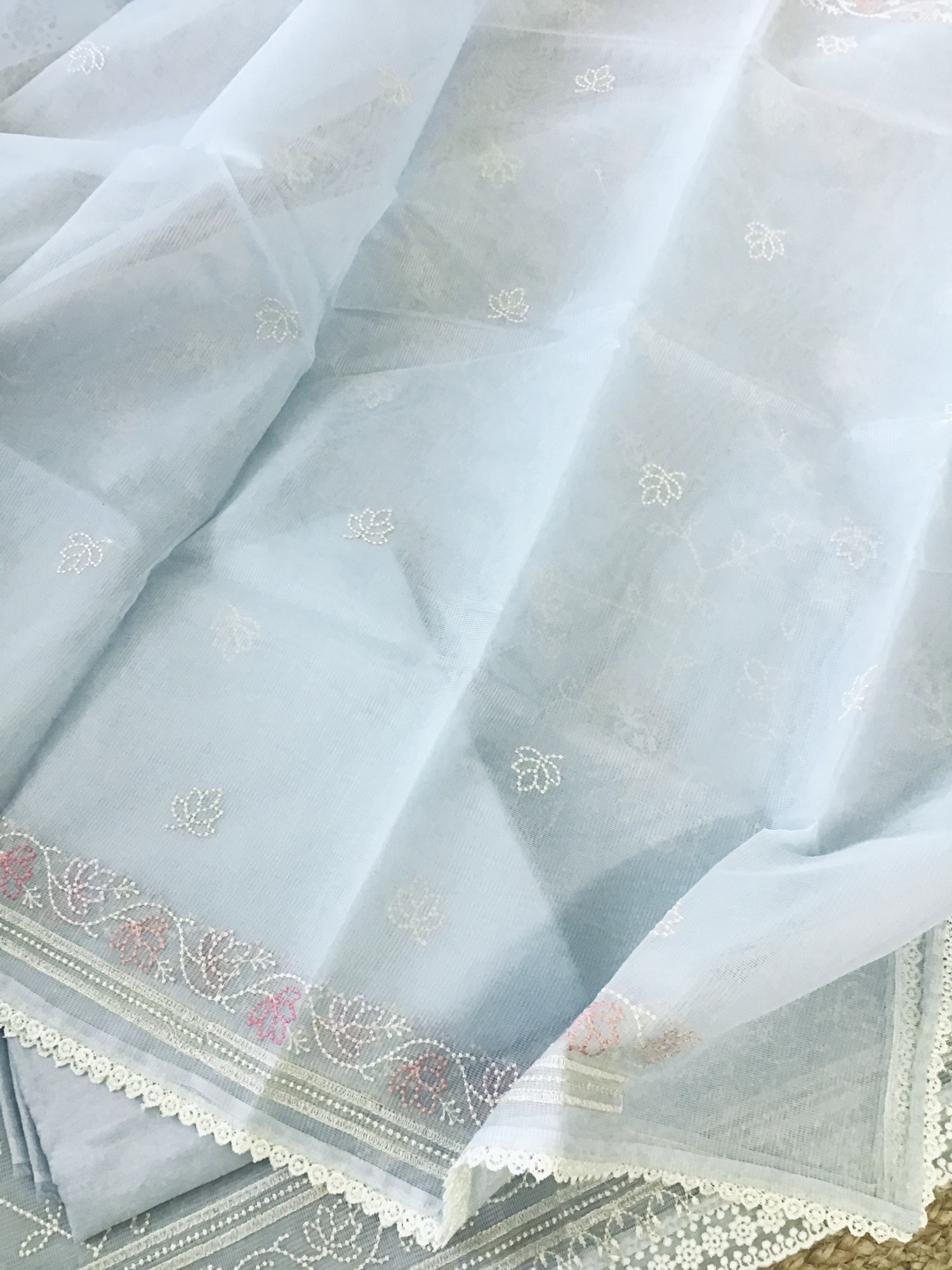 Soft Supernet Embroidered Suit - Blue