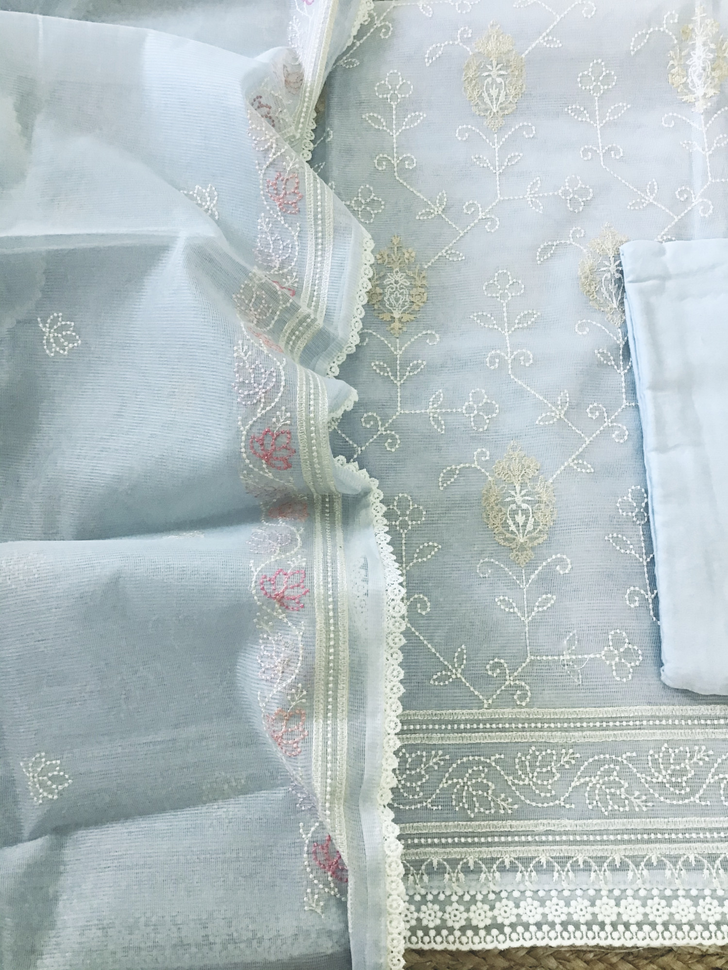 Soft Supernet Embroidered Suit - Blue