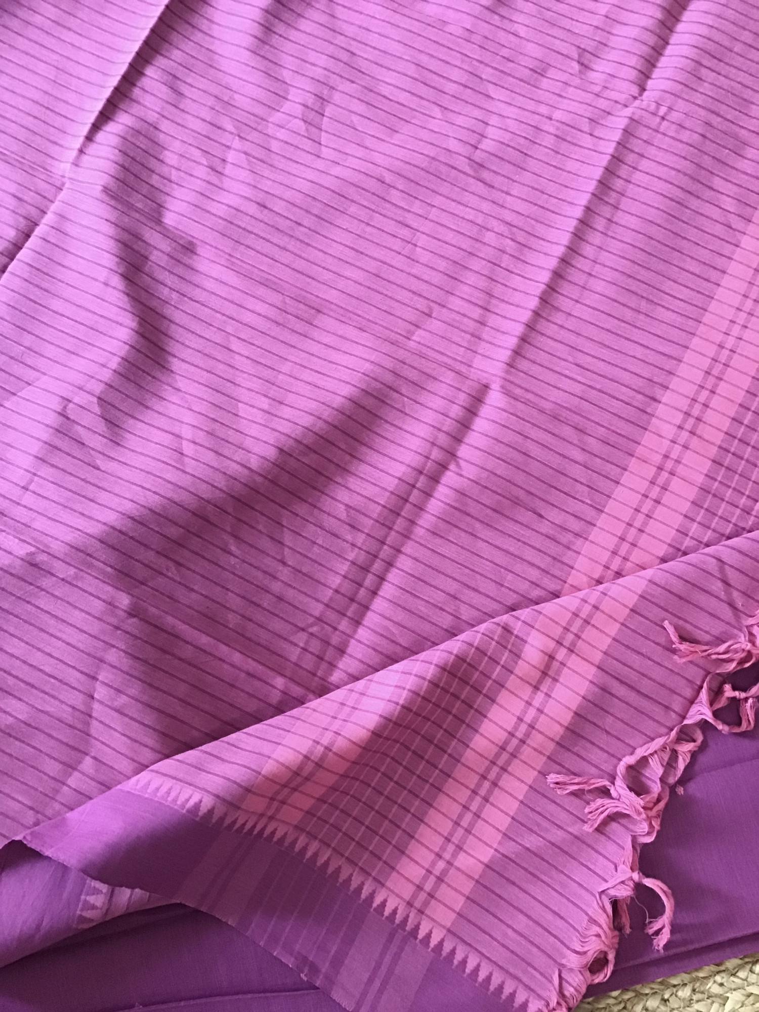 Pure Fine Handloom Cotton Self Weaved Suit - Pink