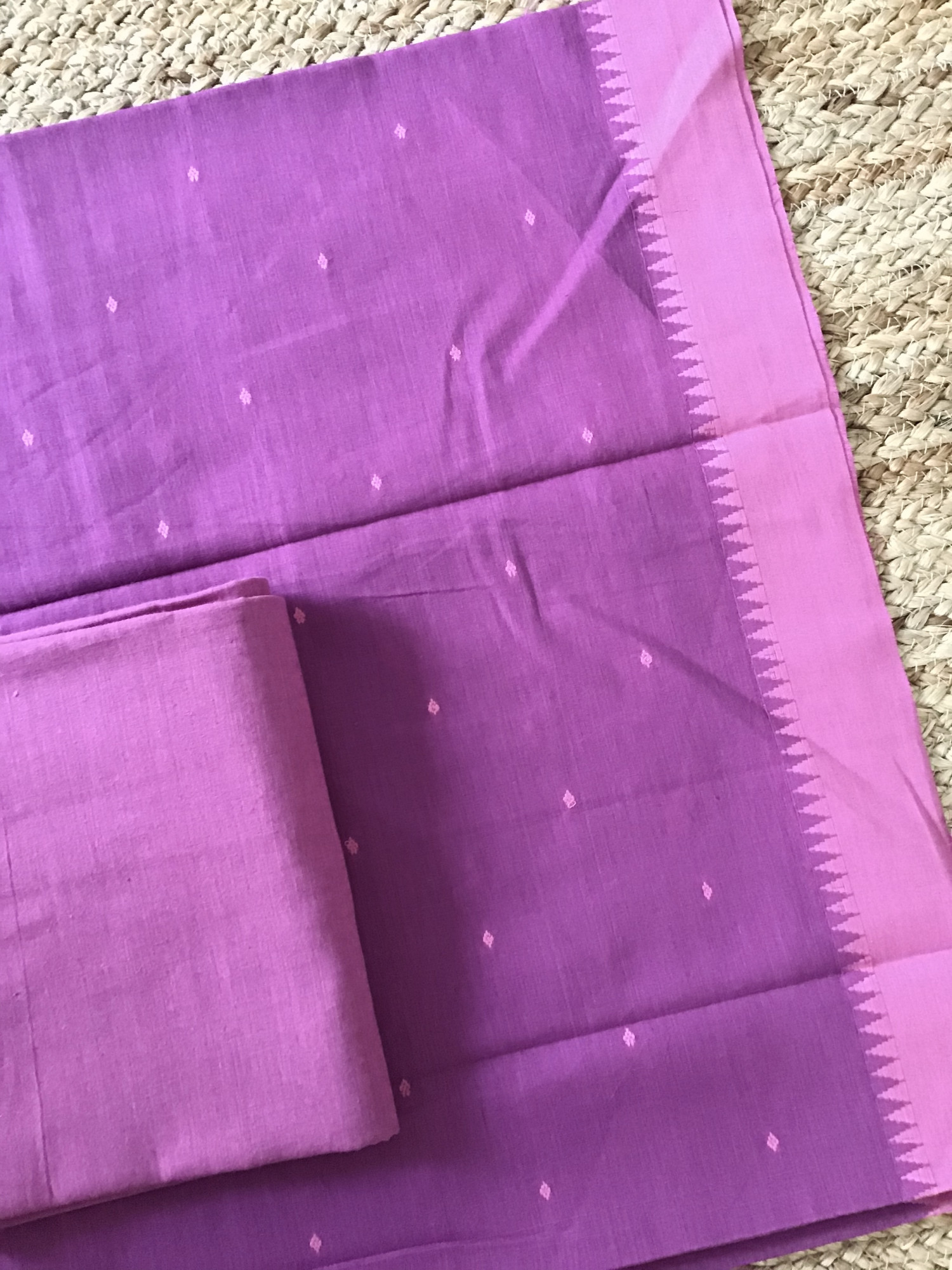 Pure Fine Handloom Cotton Self Weaved Suit - Pink