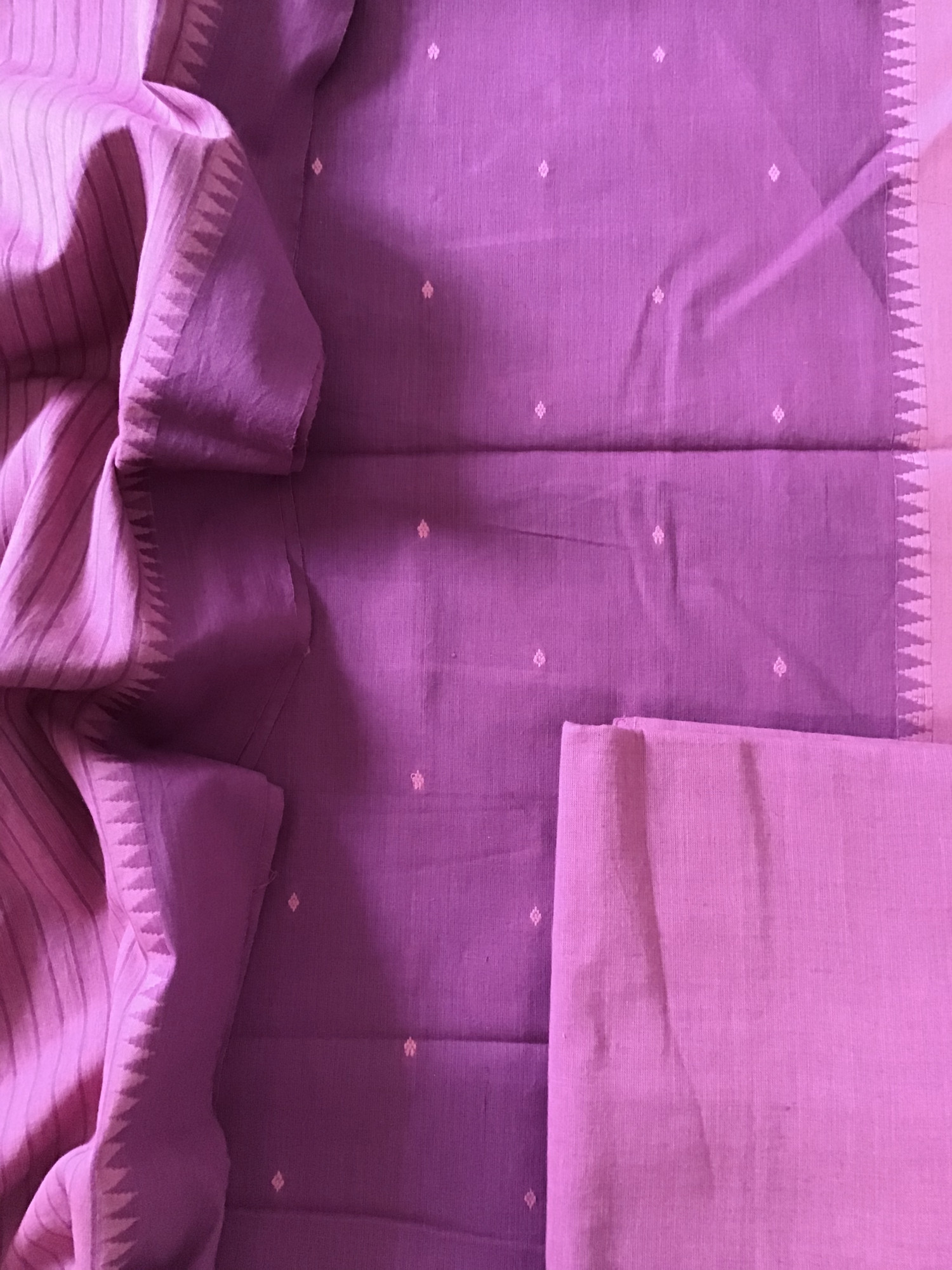 Pure Fine Handloom Cotton Self Weaved Suit - Pink