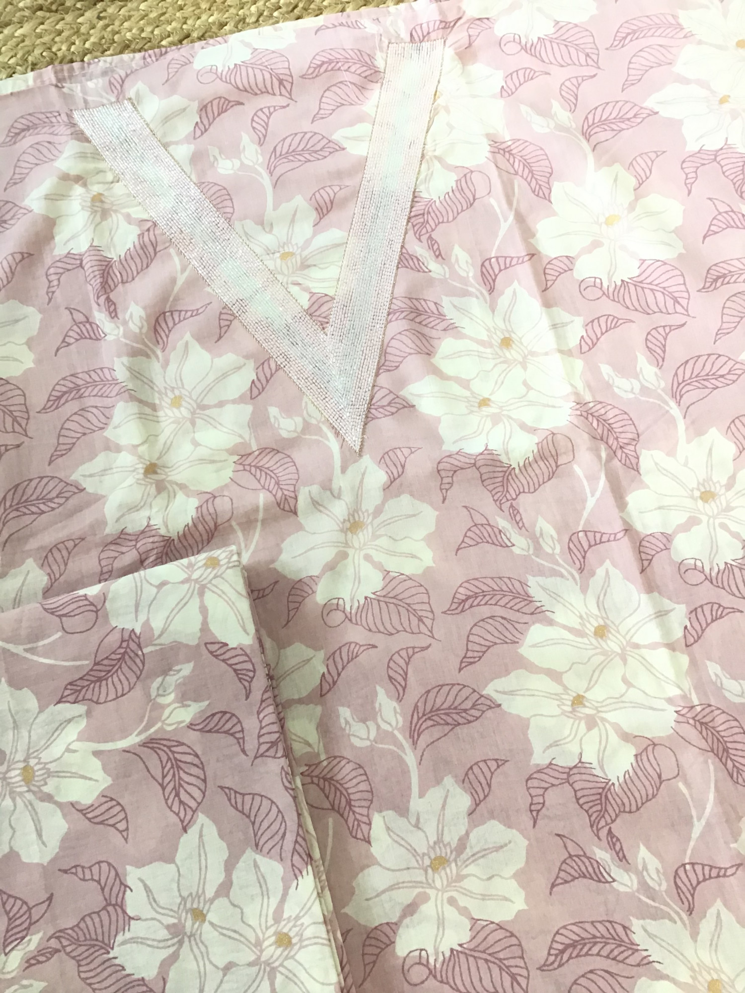 Pure Cotton Printed Embroidered Suit - Pink