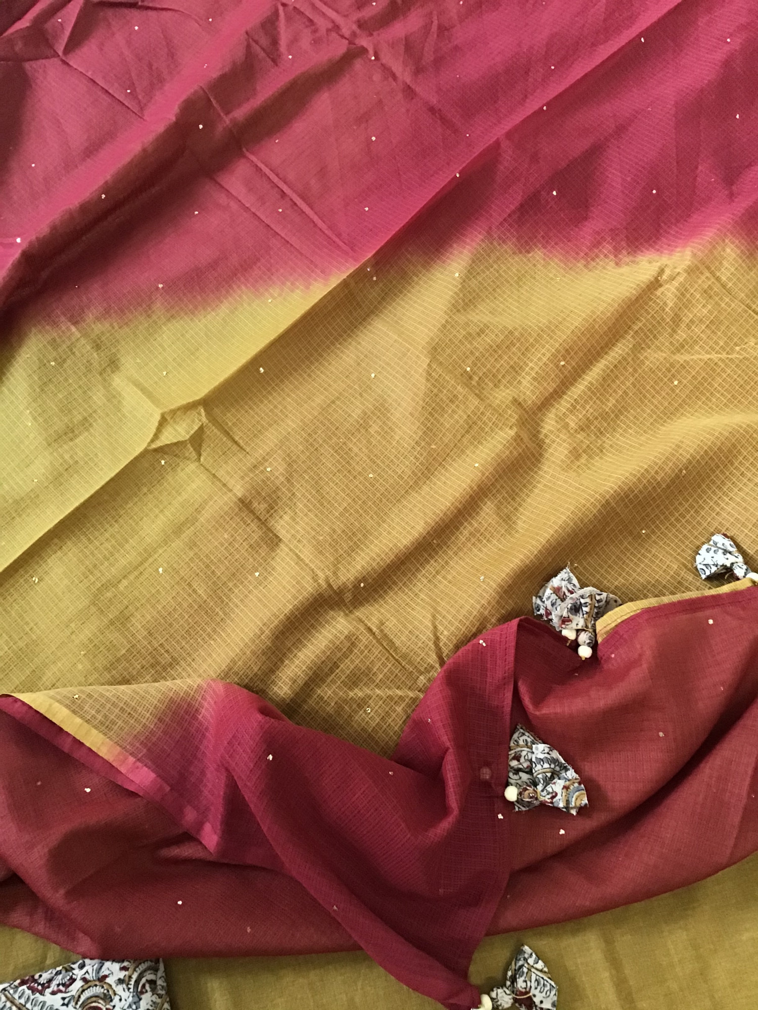 Pure Handloom Cotton Embroidered Suit - Yellow