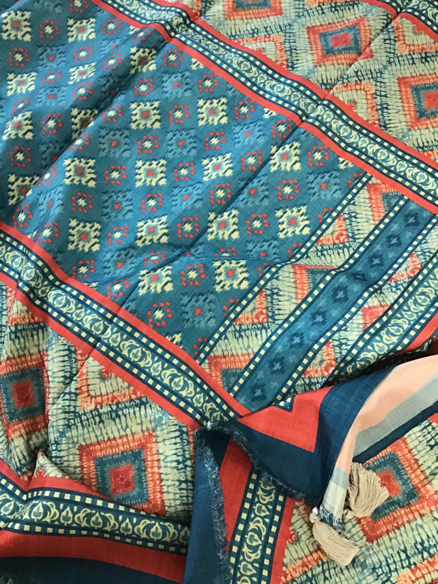 Soft Semi Tussar Printed Embroidered Suit - Blue