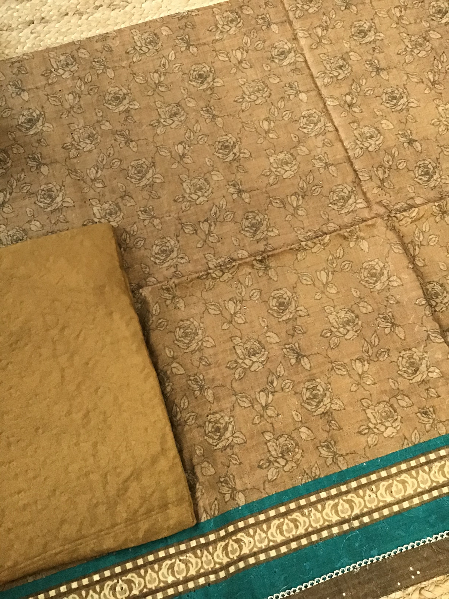 Soft Semi Tussar Printed Embroidered Suit - Brown