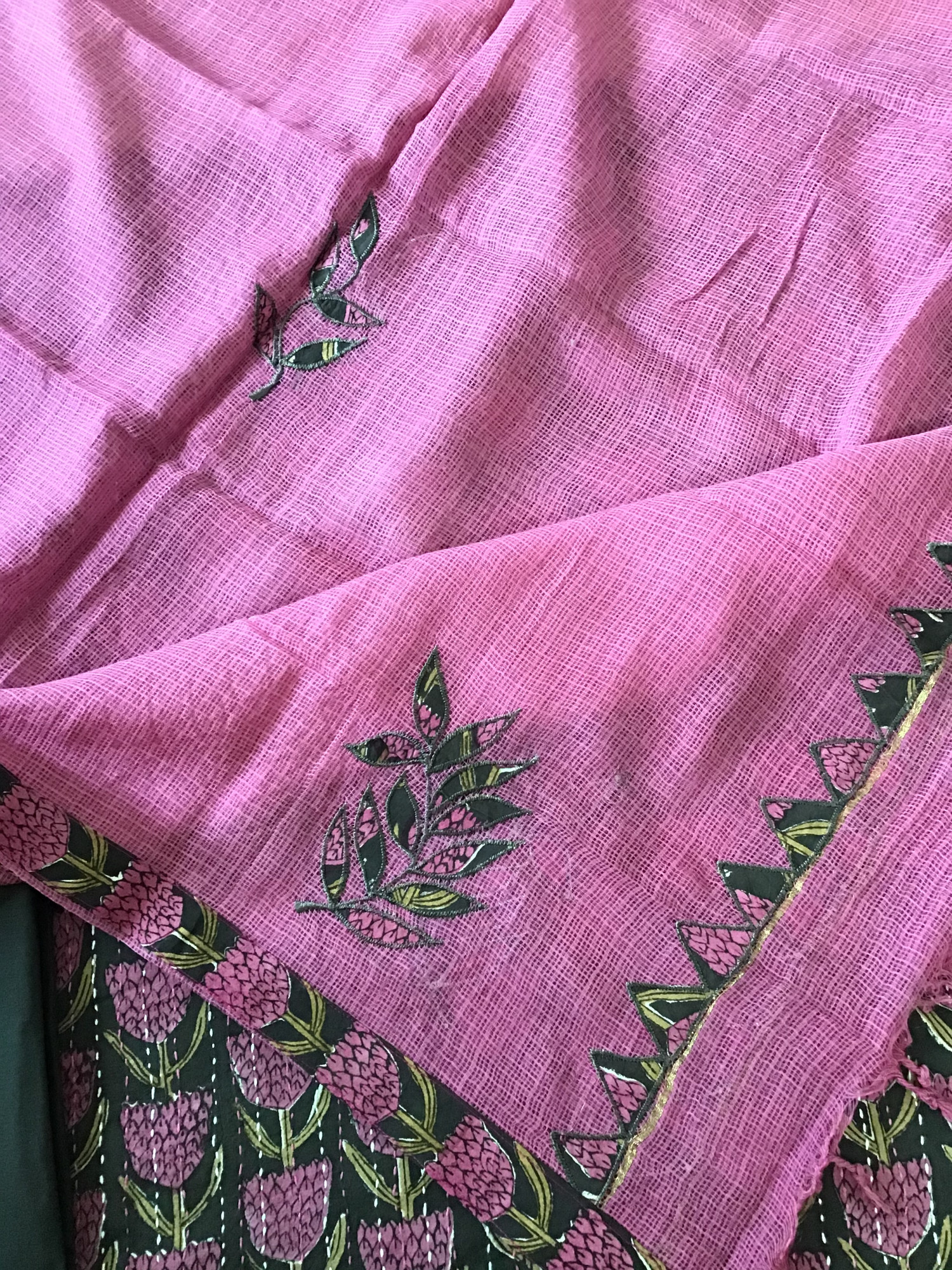 Pure Fine Cotton Printed Embroidered Suit - Black