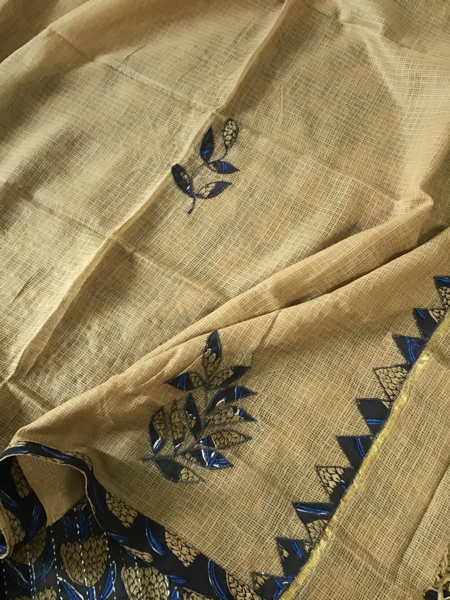 Pure Fine Cotton Printed Embroidered Suit - Brown