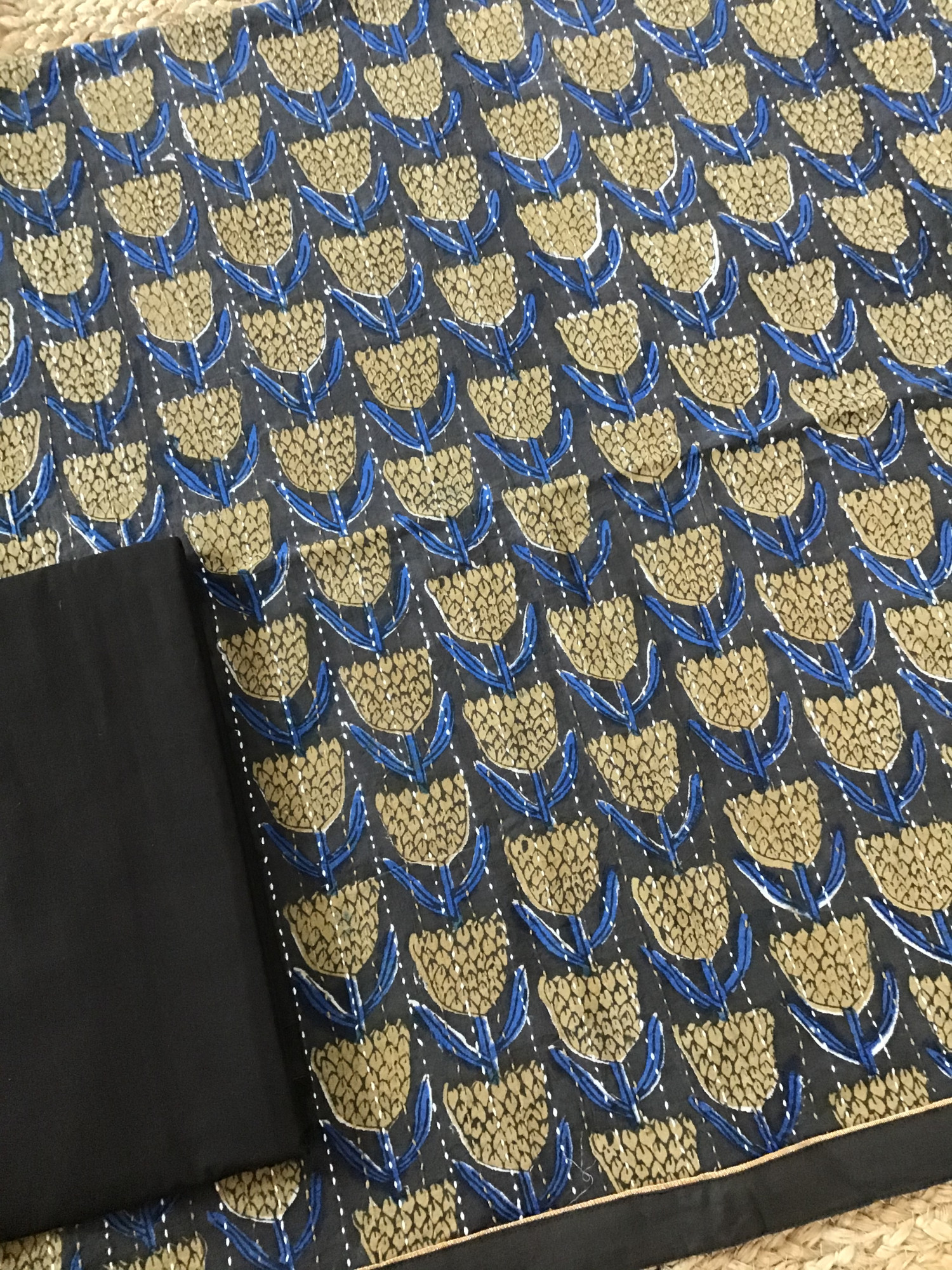 Pure Fine Cotton Printed Embroidered Suit - Brown