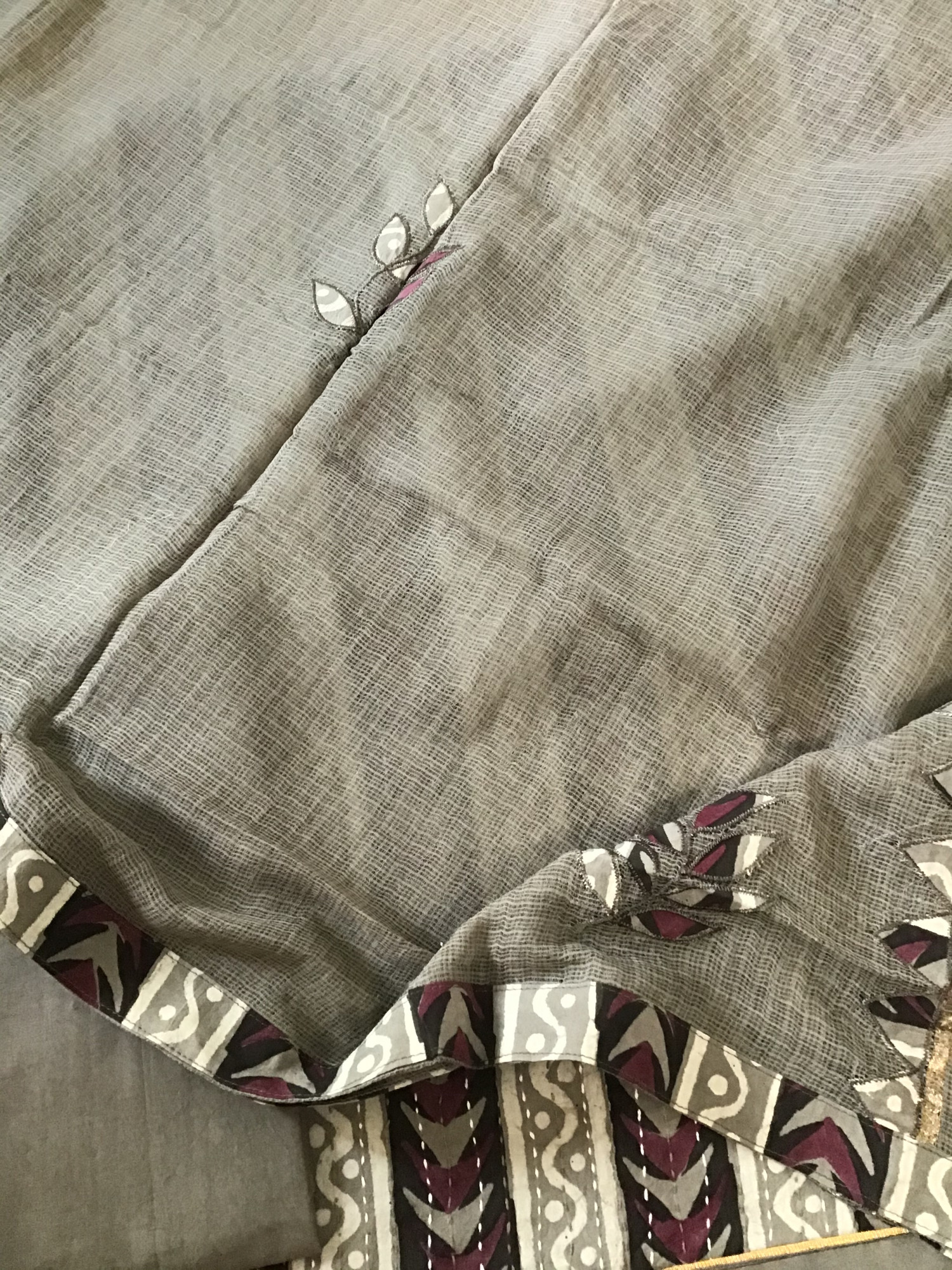 Pure Fine Cotton Printed Embroidered Suit - Brown