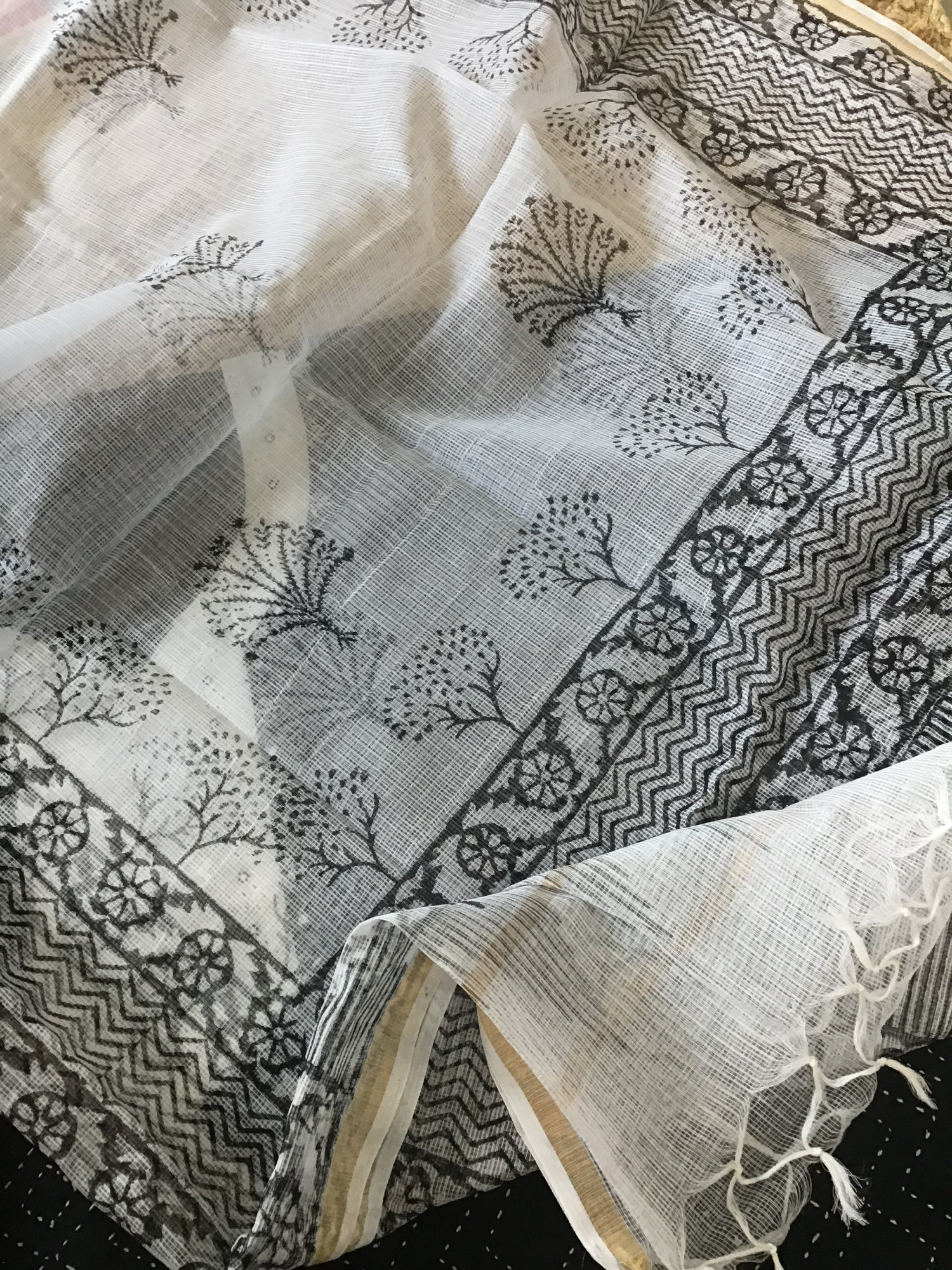 Pure Cotton Embroidered Suit - Black