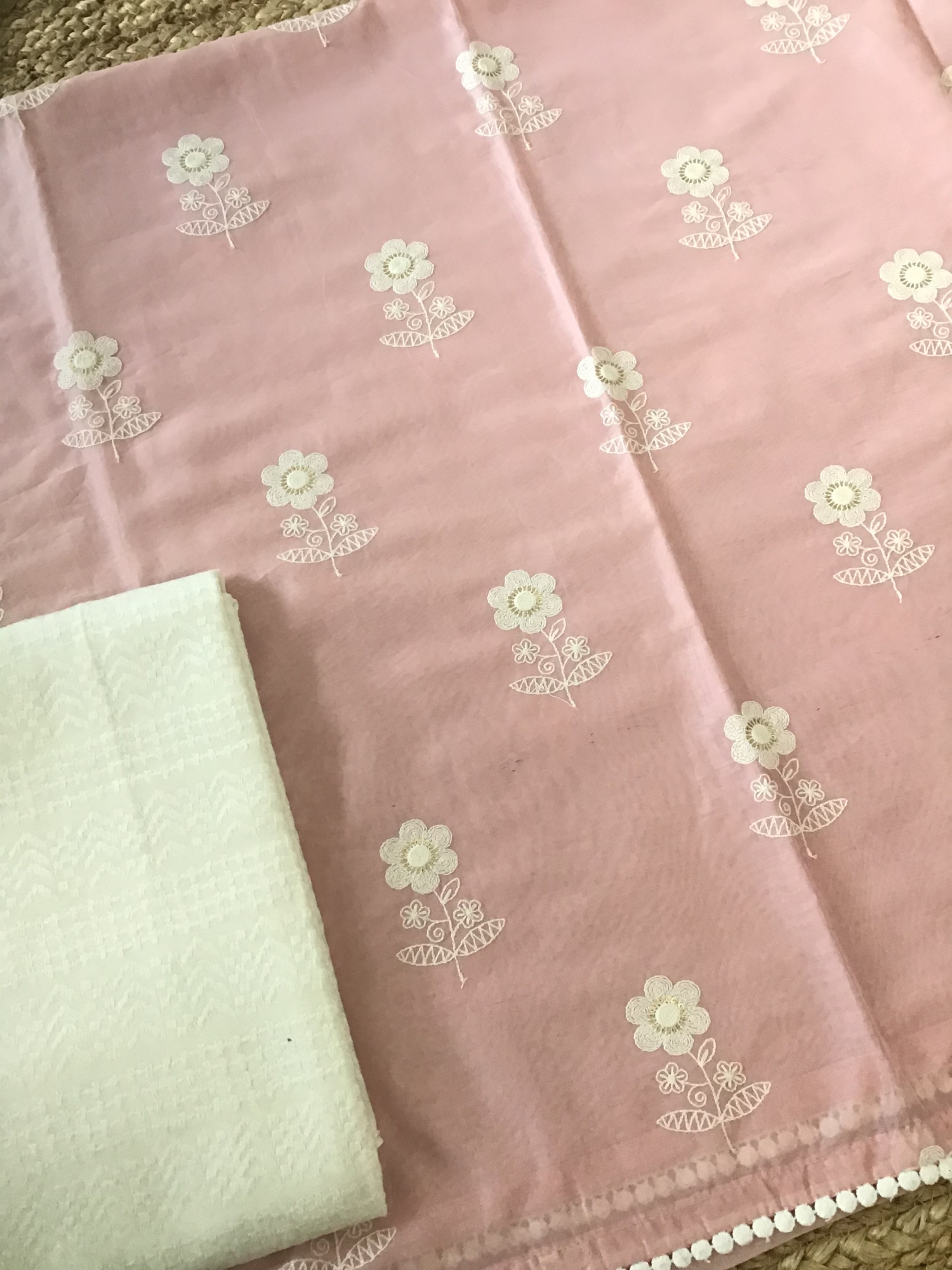 Soft Chanderi Embroidered Suit - Pink
