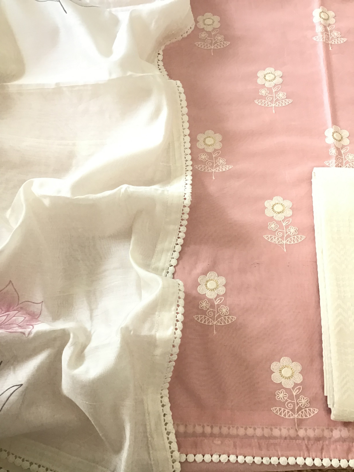 Soft Chanderi Embroidered Suit - Pink