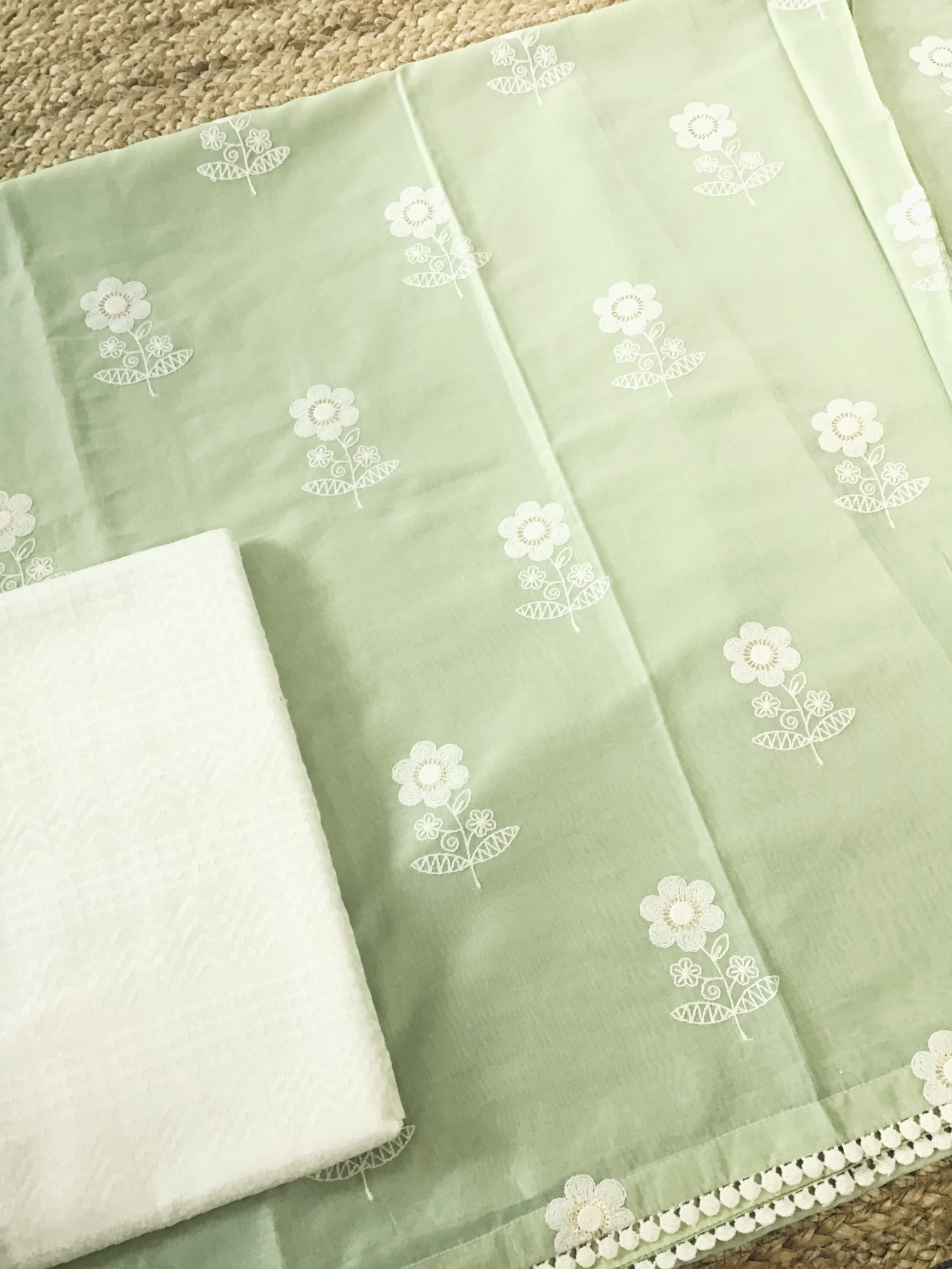 Soft Chanderi Embroidered Suit - Green