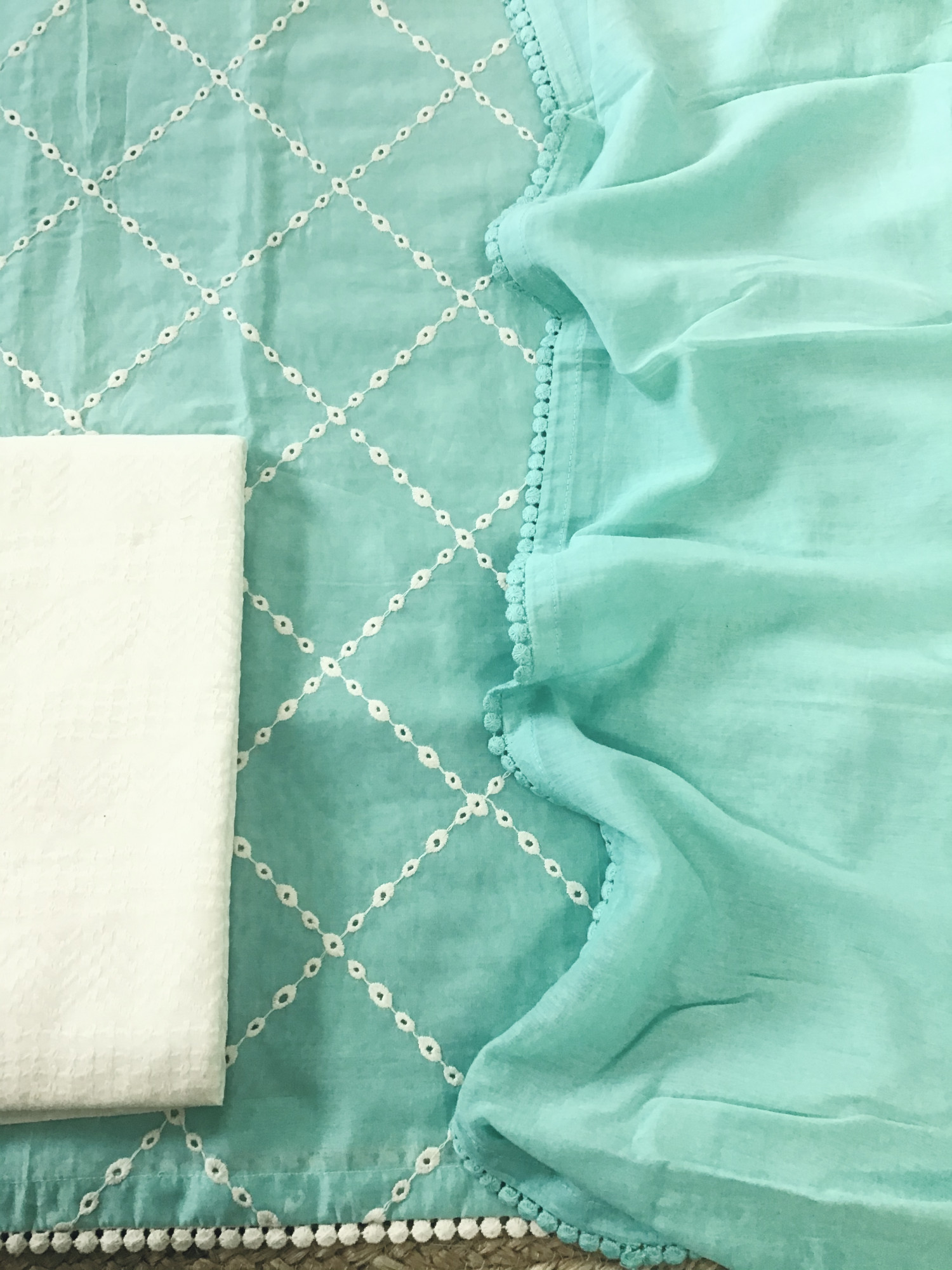 Soft Chanderi Embroidered Suit - Blue