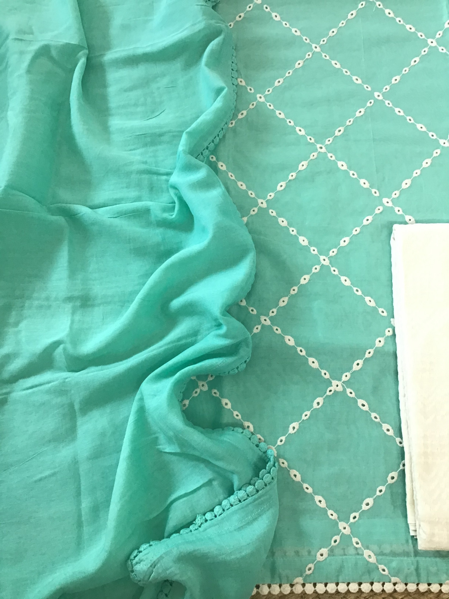 Soft Chanderi Embroidered Suit - Blue