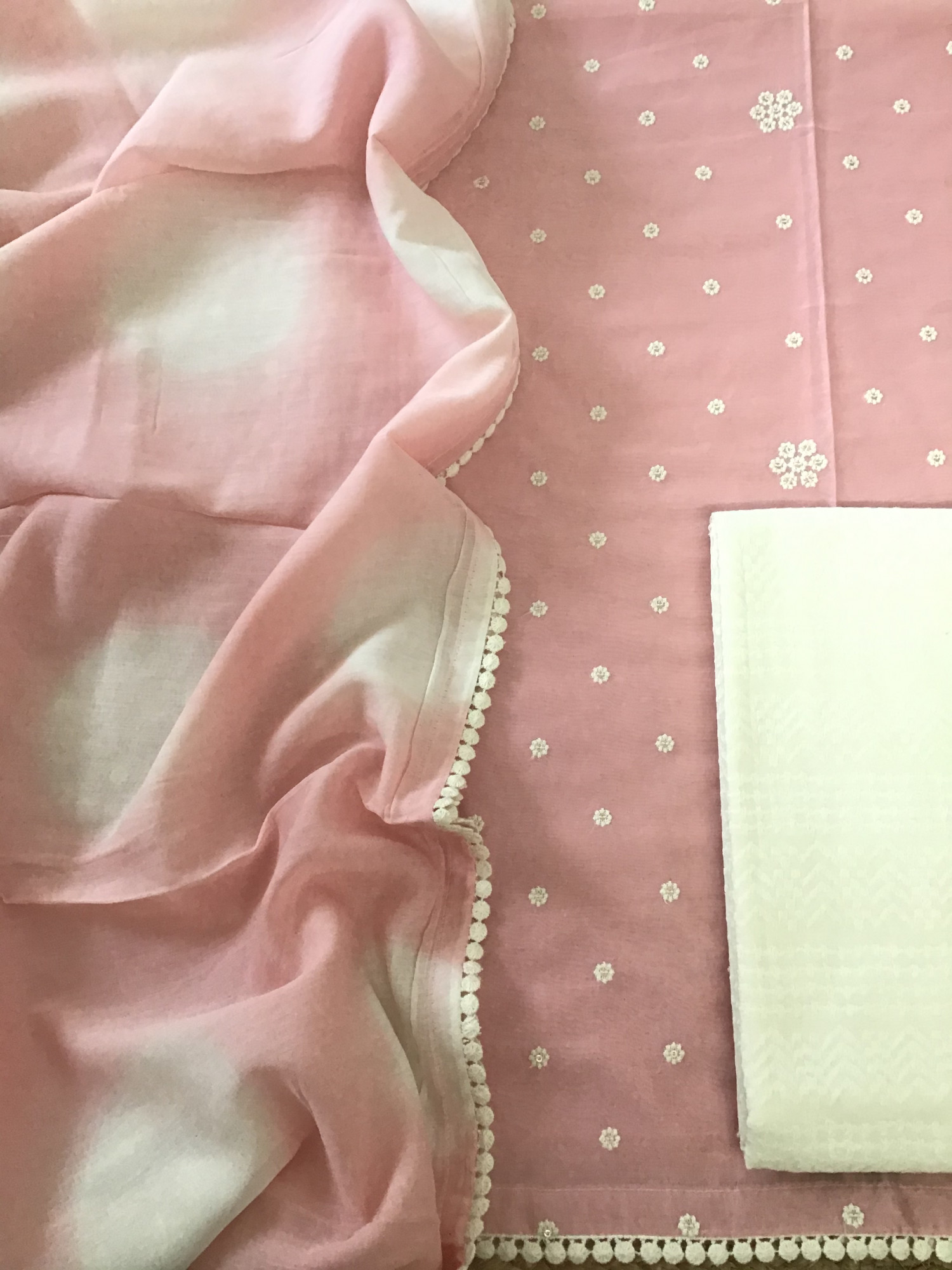 Soft Chanderi Embroidered Suit - Pink