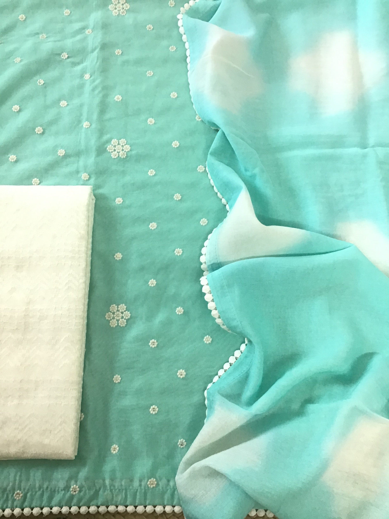 Soft Chanderi Embroidered Suit - Blue