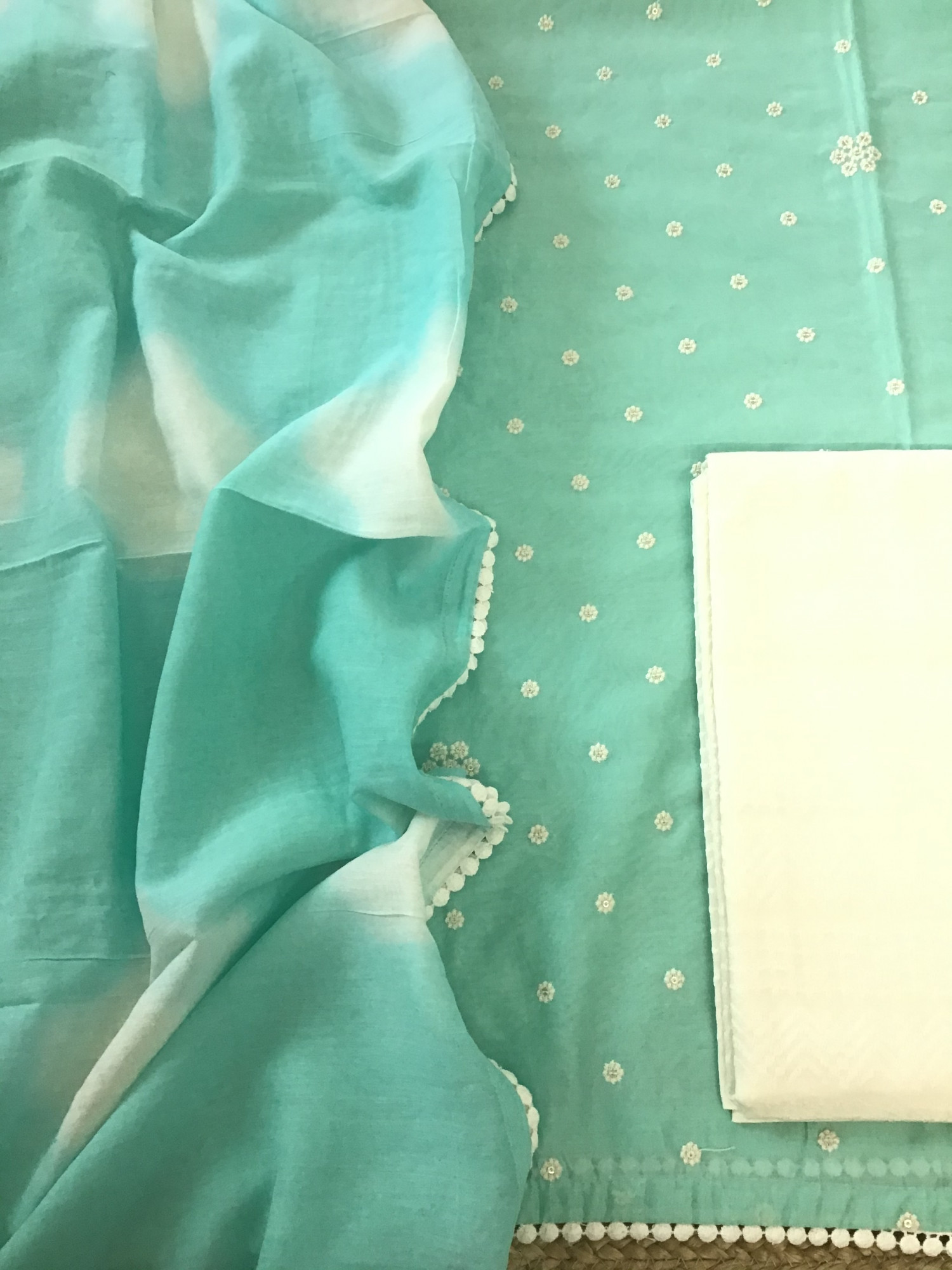 Soft Chanderi Embroidered Suit - Blue