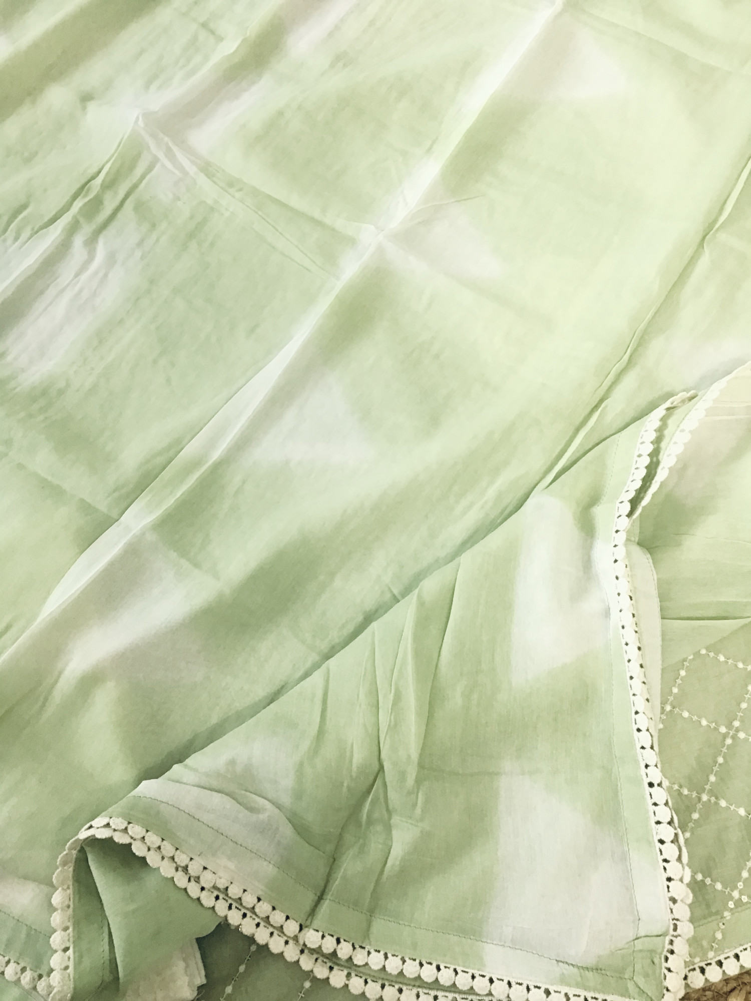 Soft Chanderi Embroidered Suit - Green