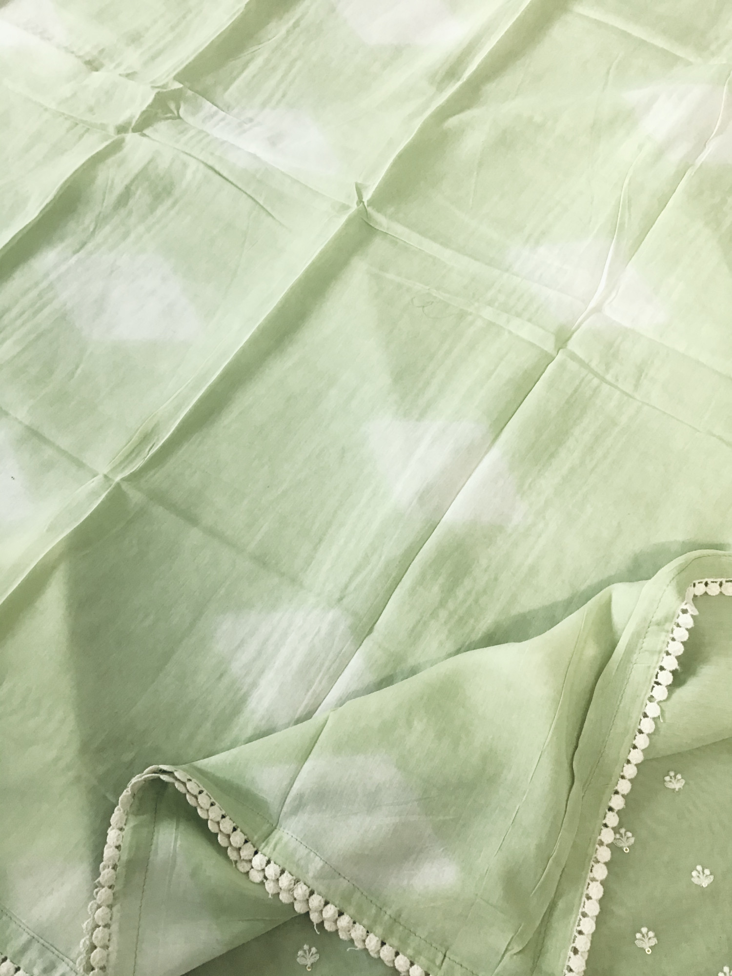 Soft Chanderi Embroidered Suit - Green