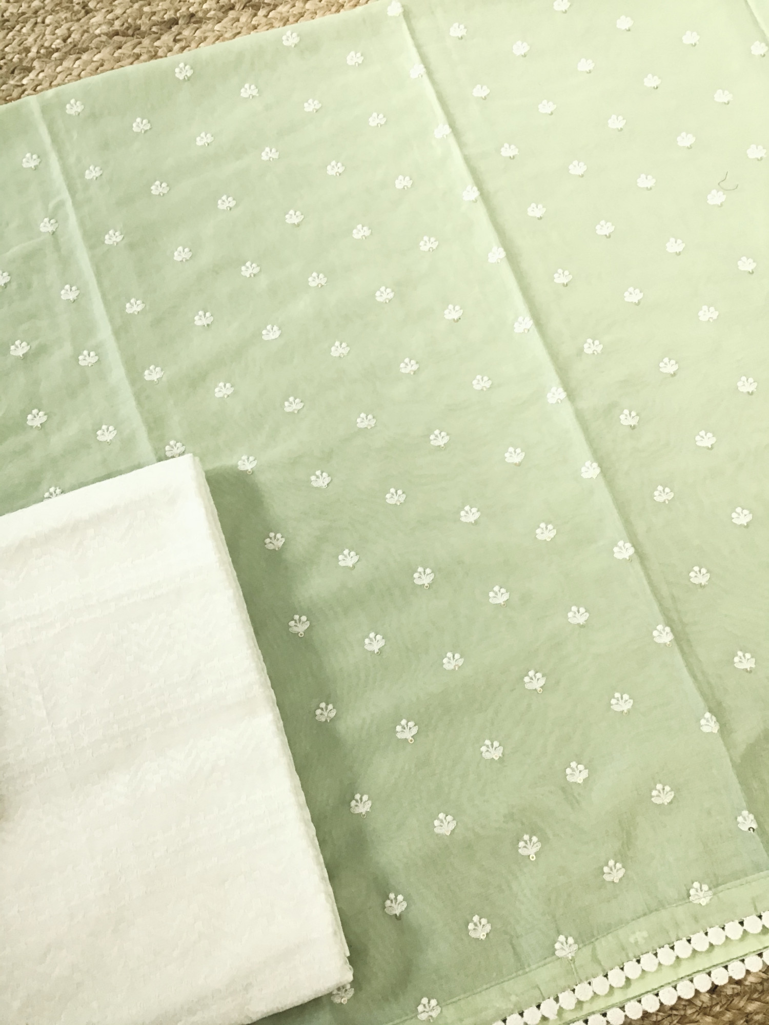 Soft Chanderi Embroidered Suit - Green