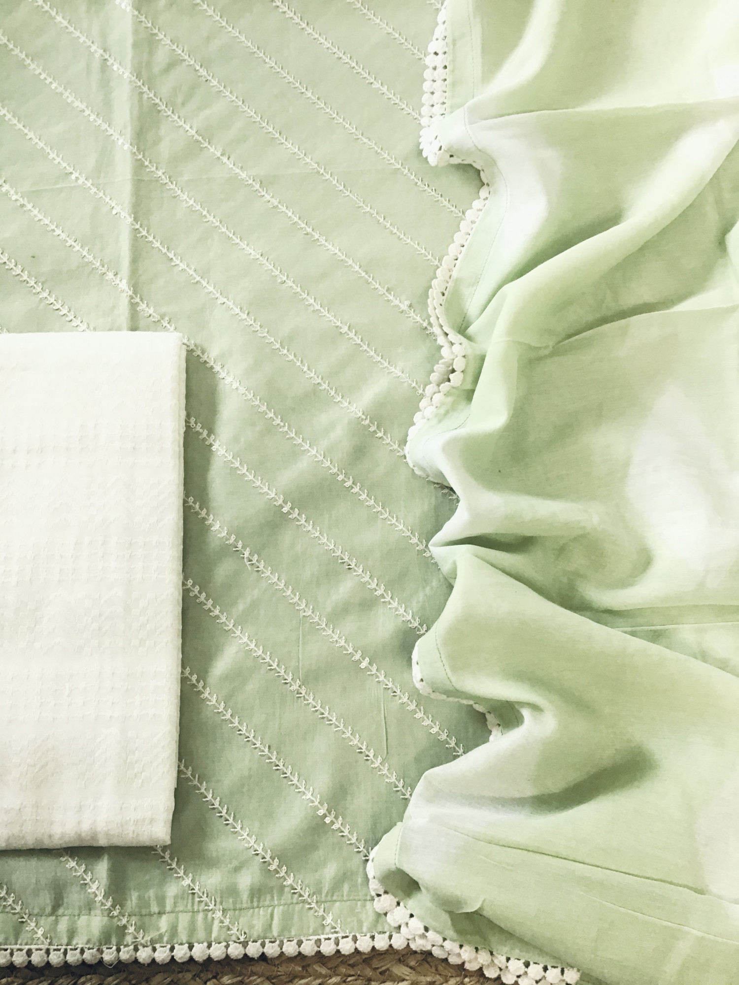 Soft Chanderi Embroidered Suit - Green