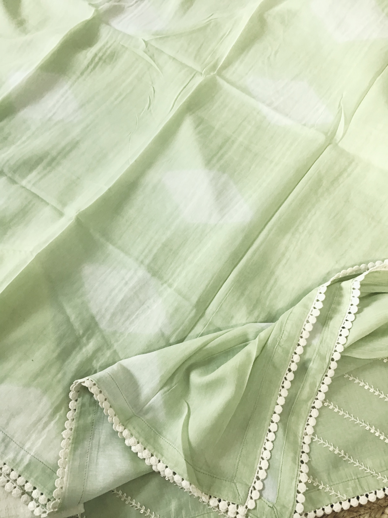 Soft Chanderi Embroidered Suit - Green