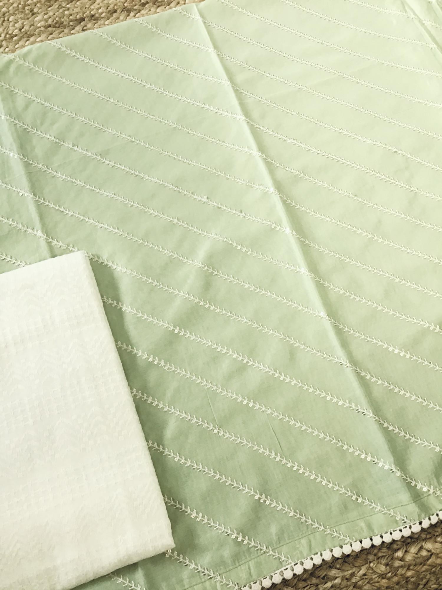 Soft Chanderi Embroidered Suit - Green