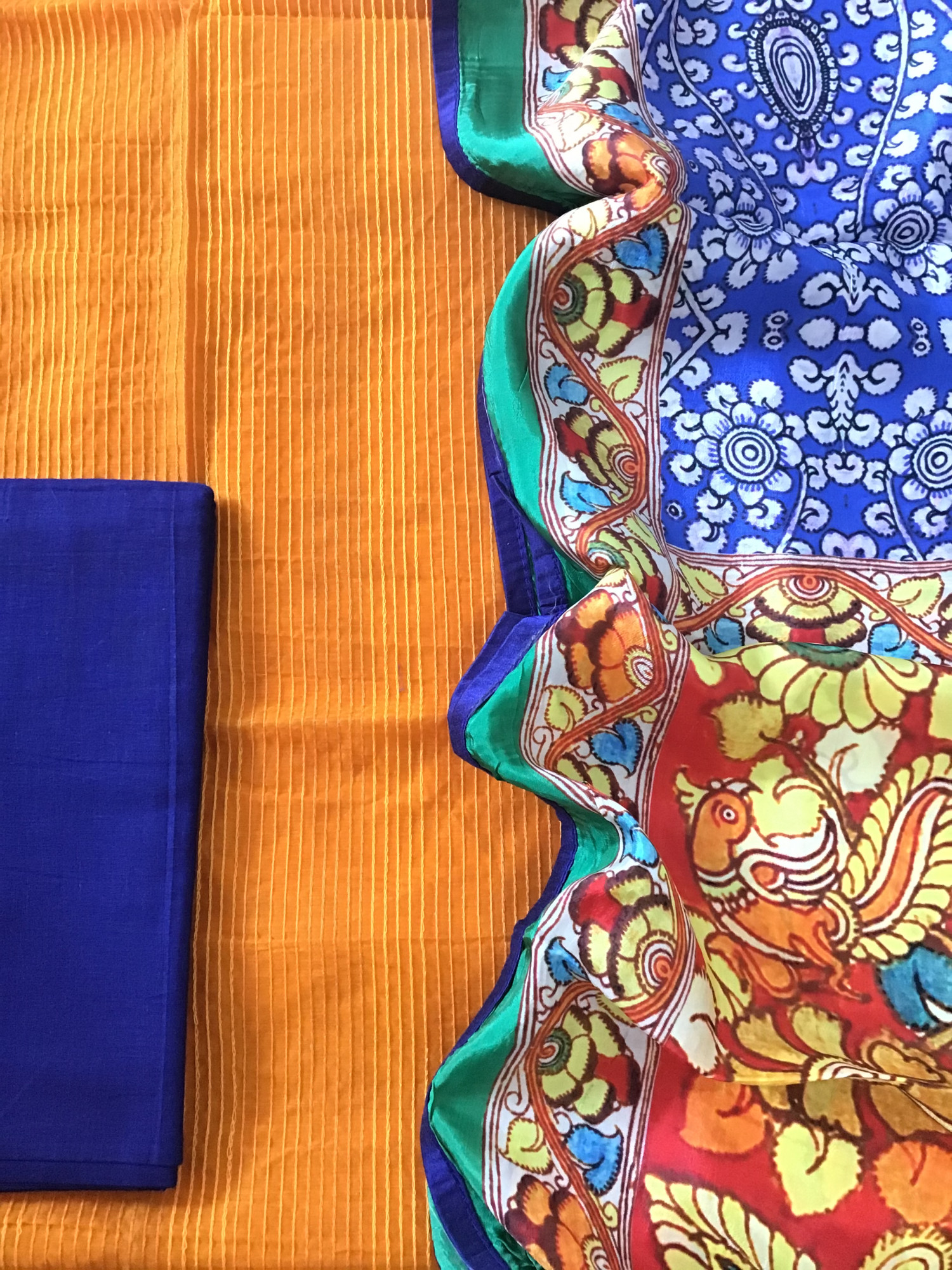 Pure Chanderi Embroidered Suit - Orange