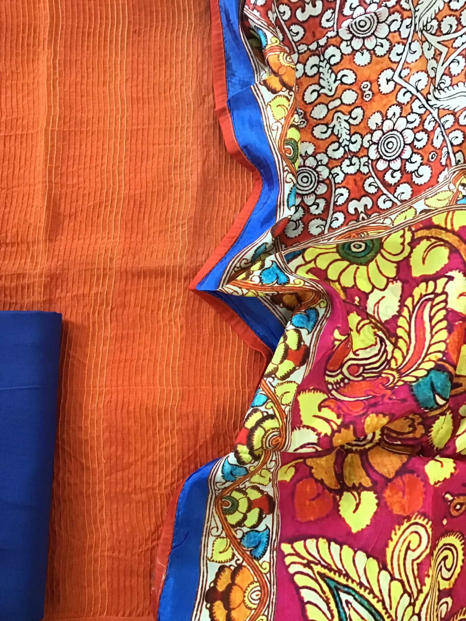 Pure Chanderi Embroidered Suit - Orange