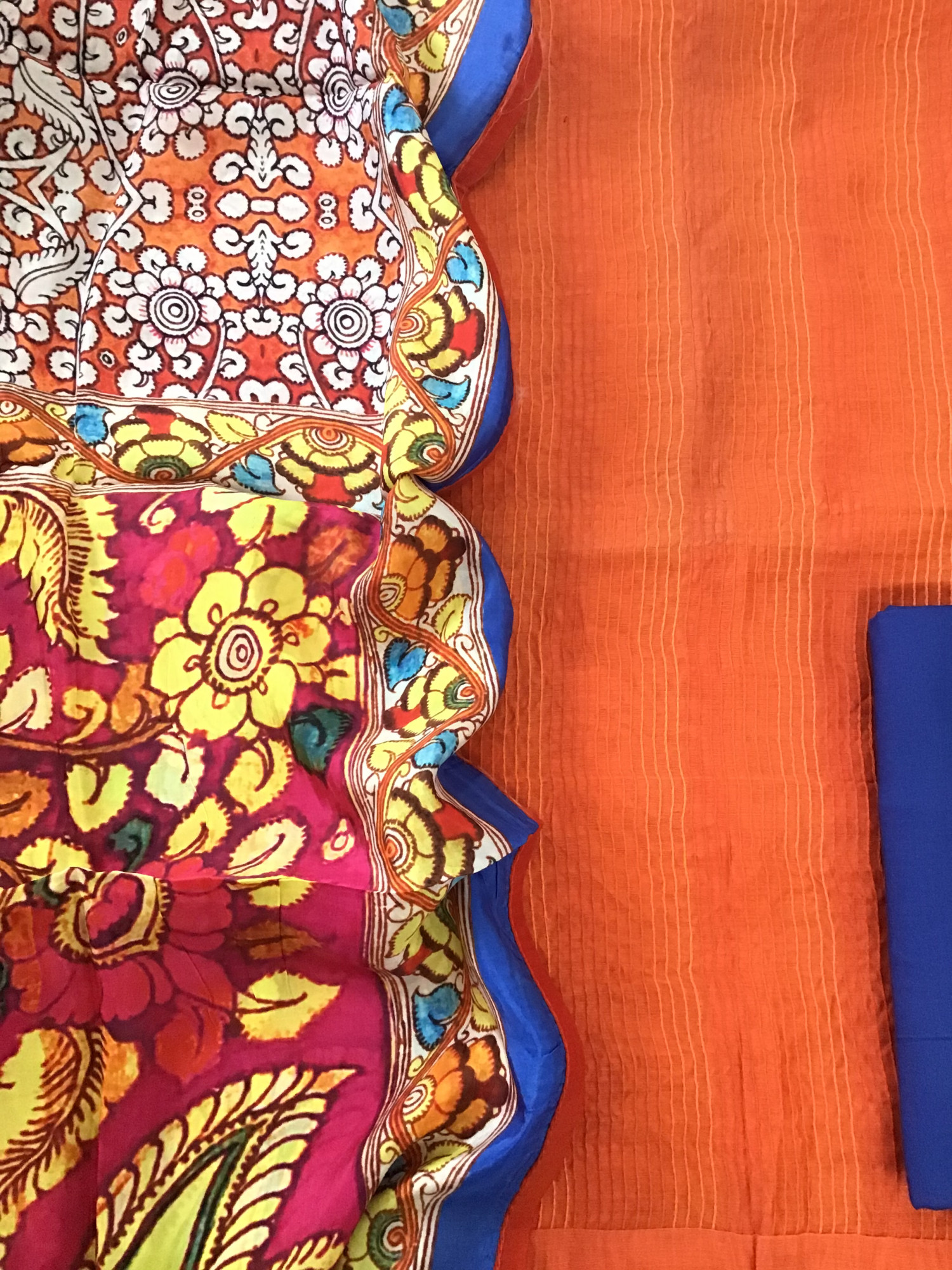 Pure Chanderi Embroidered Suit - Orange