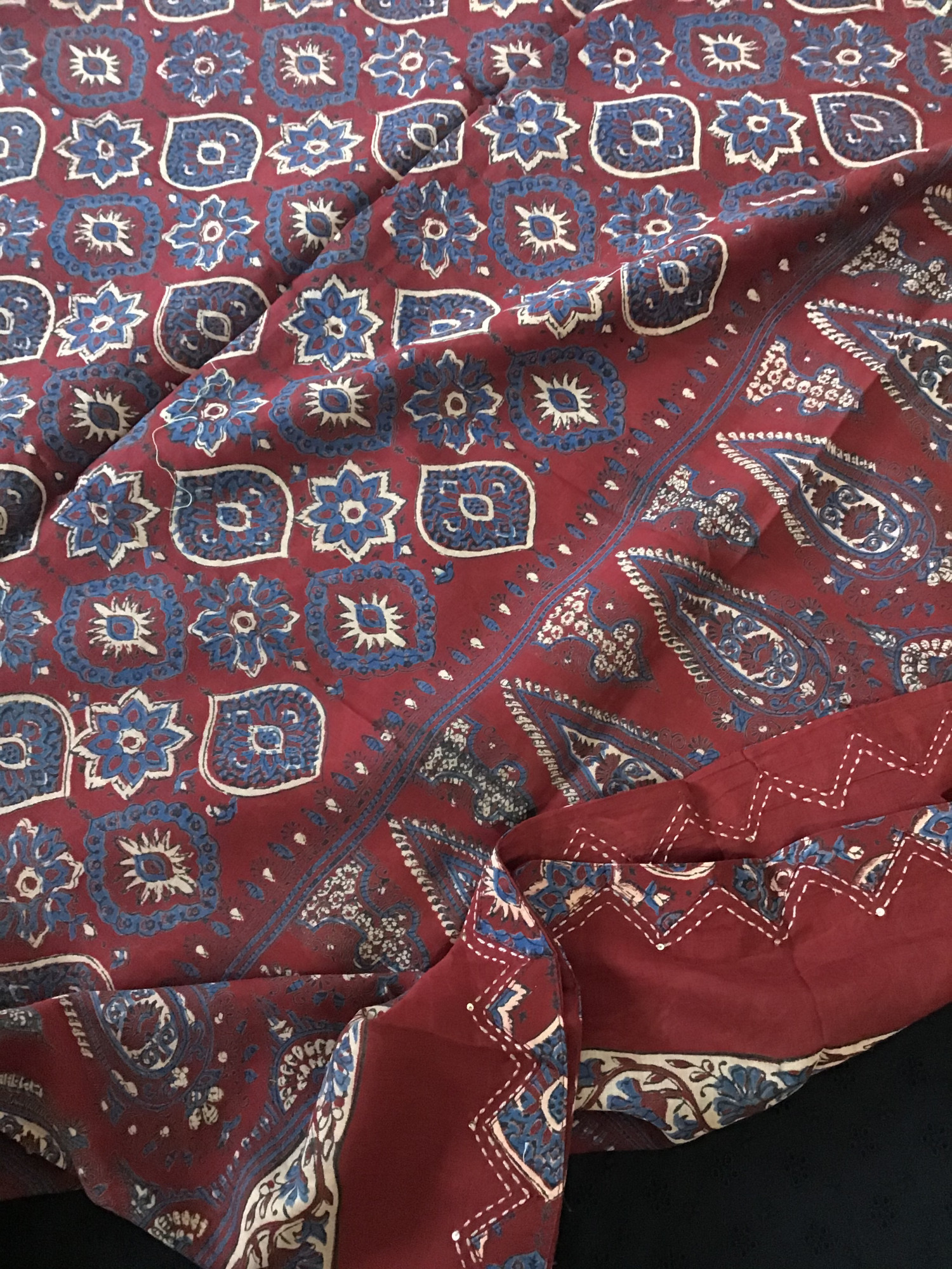 Pure Cotton Embroidered Suit - Black