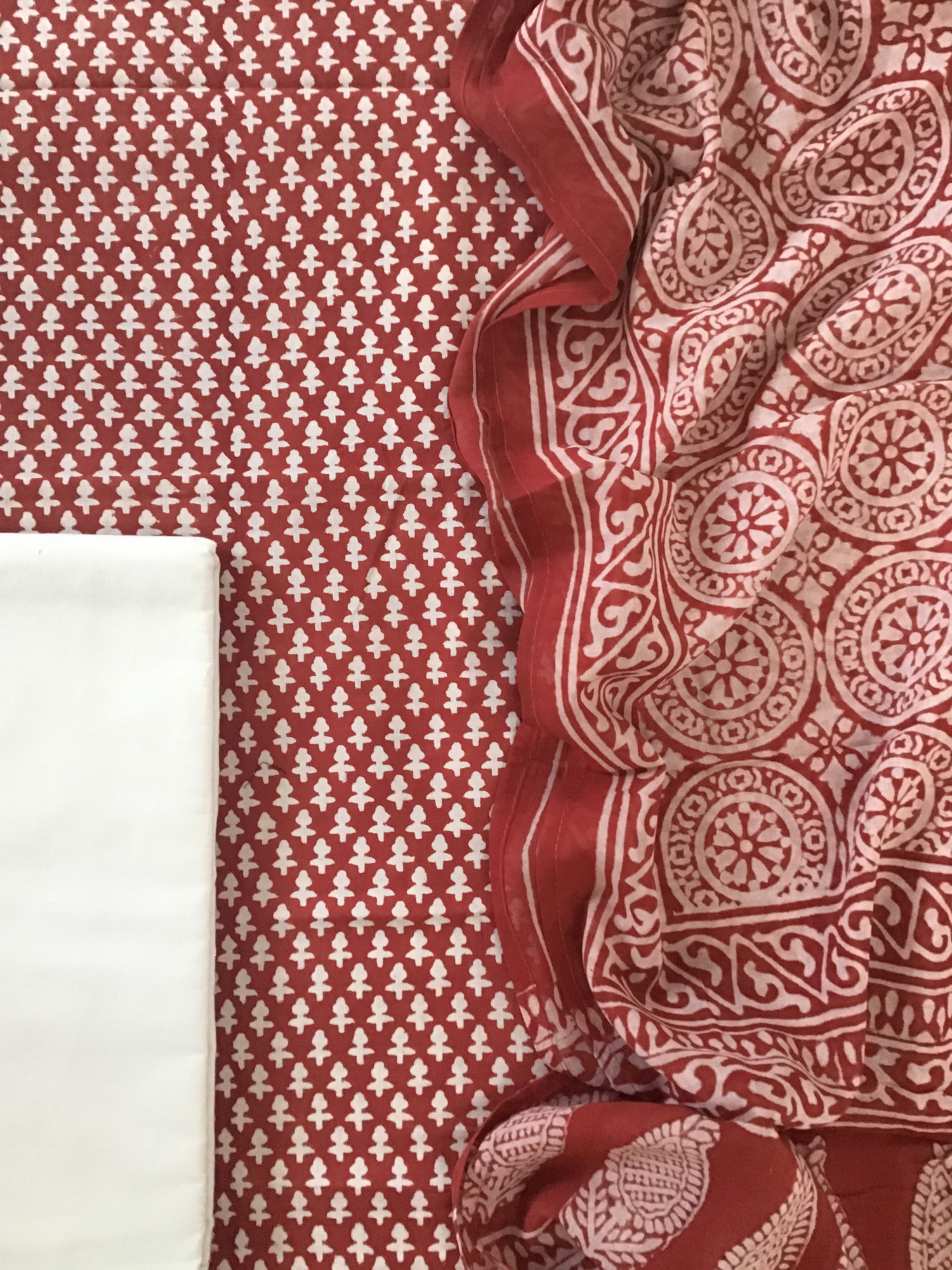 Pure Cotton Printed Suit - Red