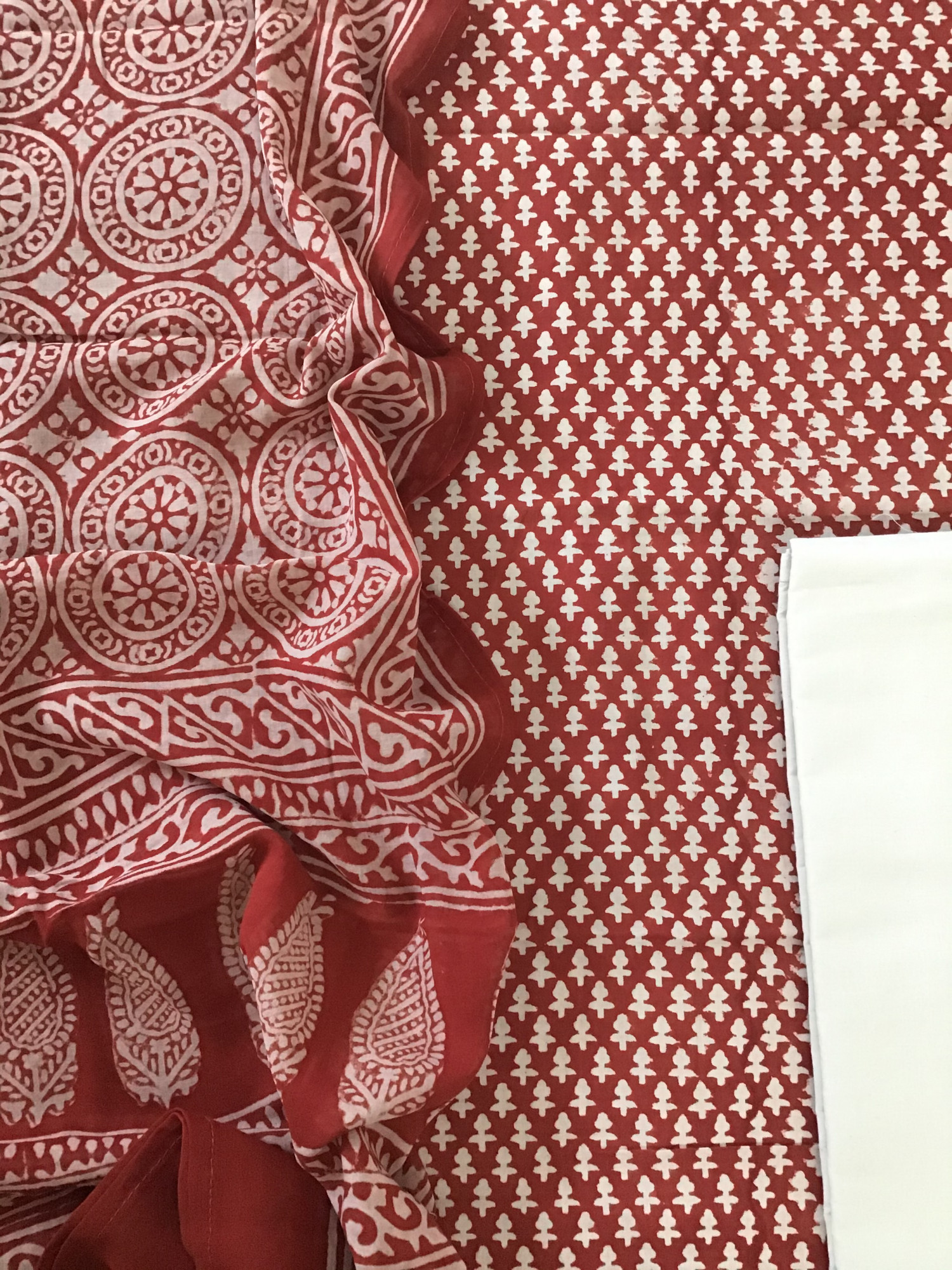 Pure Cotton Printed Suit - Red