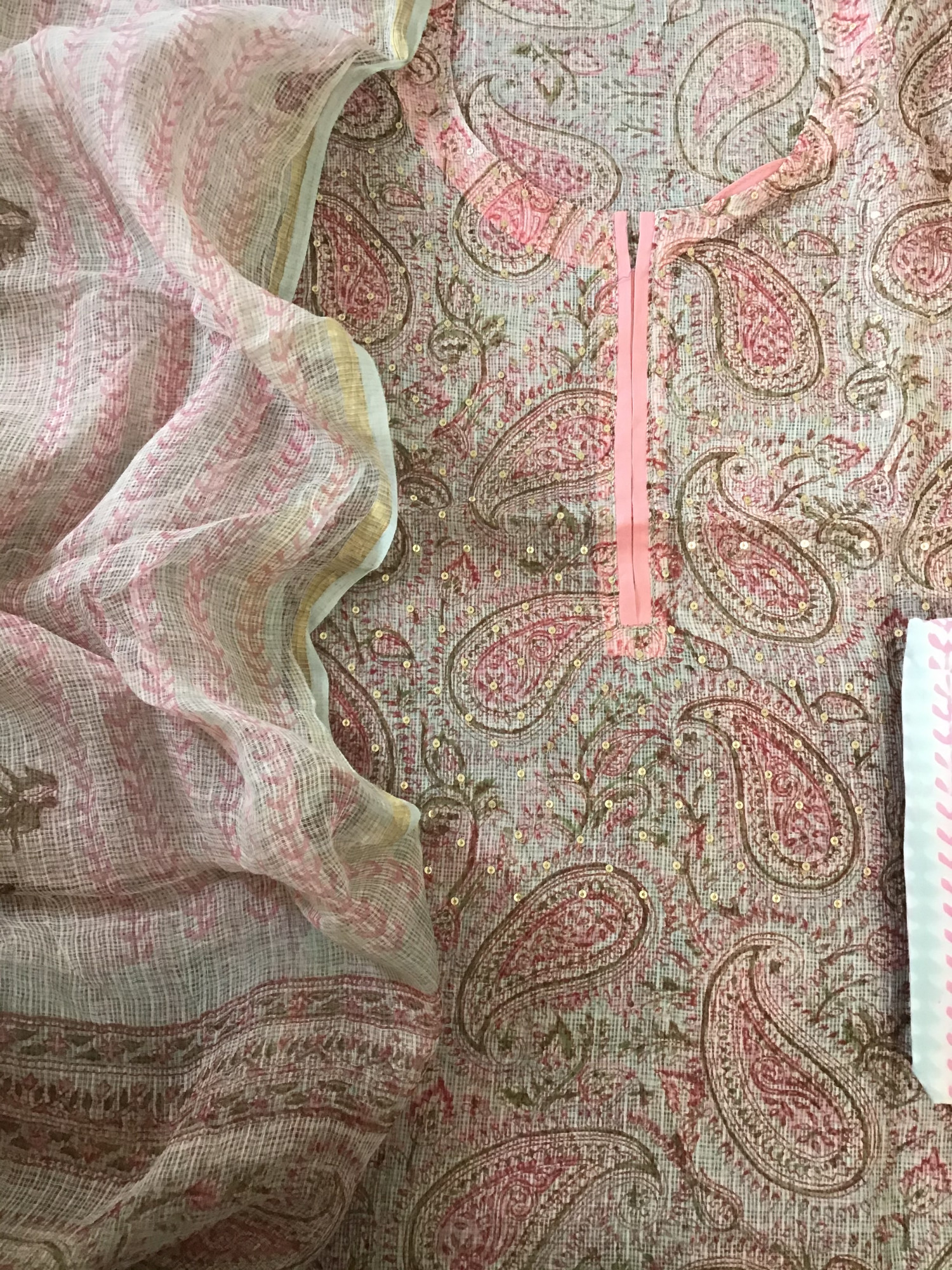 Pure Kota Cotton Printed Embroidered Suit - Blue